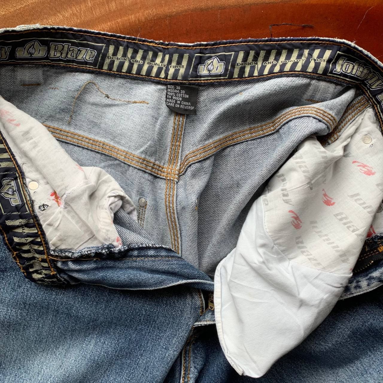 Wu-Tang Clan Vintage Y2K Johnny Blaze Ghost Rider Baggy Blue Denim Pants Size US 30 / EU 46 - 8 Thumbnail