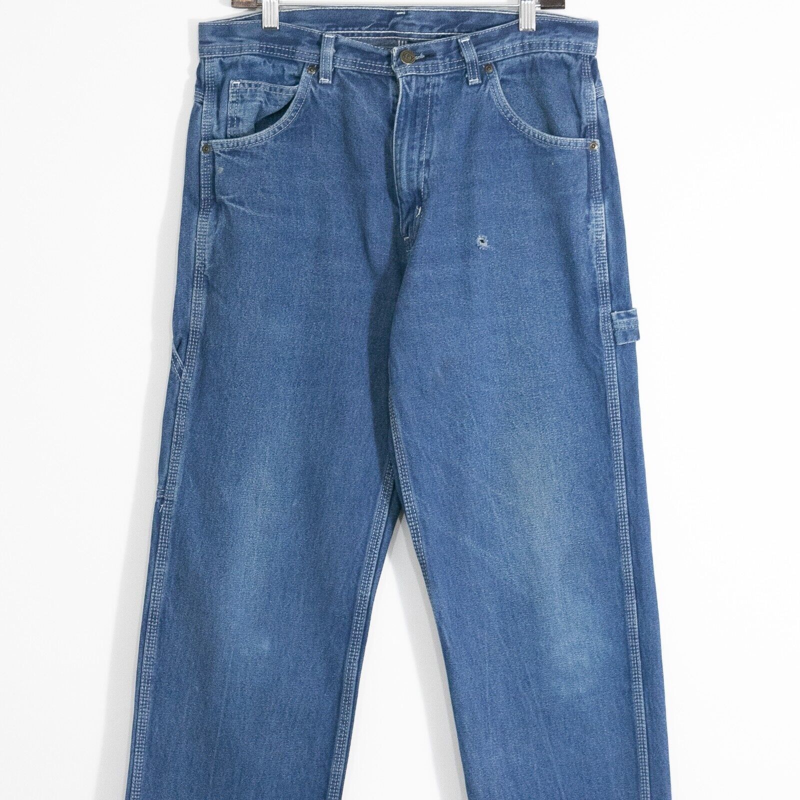 Vintage Vintage Key Workwear Denim Jeans - Distressed Dungaree Blue Size US 32 / EU 48 - 2 Thumbnail