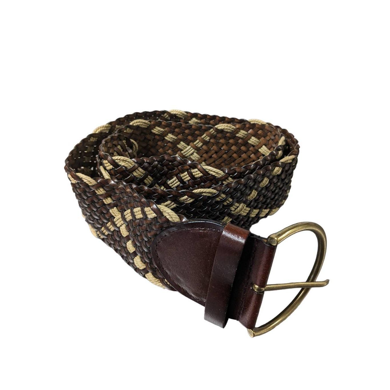Other Women’s Wide Braided Tan & Brown Leather Look Belt Large NWO Size ONE SIZE - 2 Thumbnail