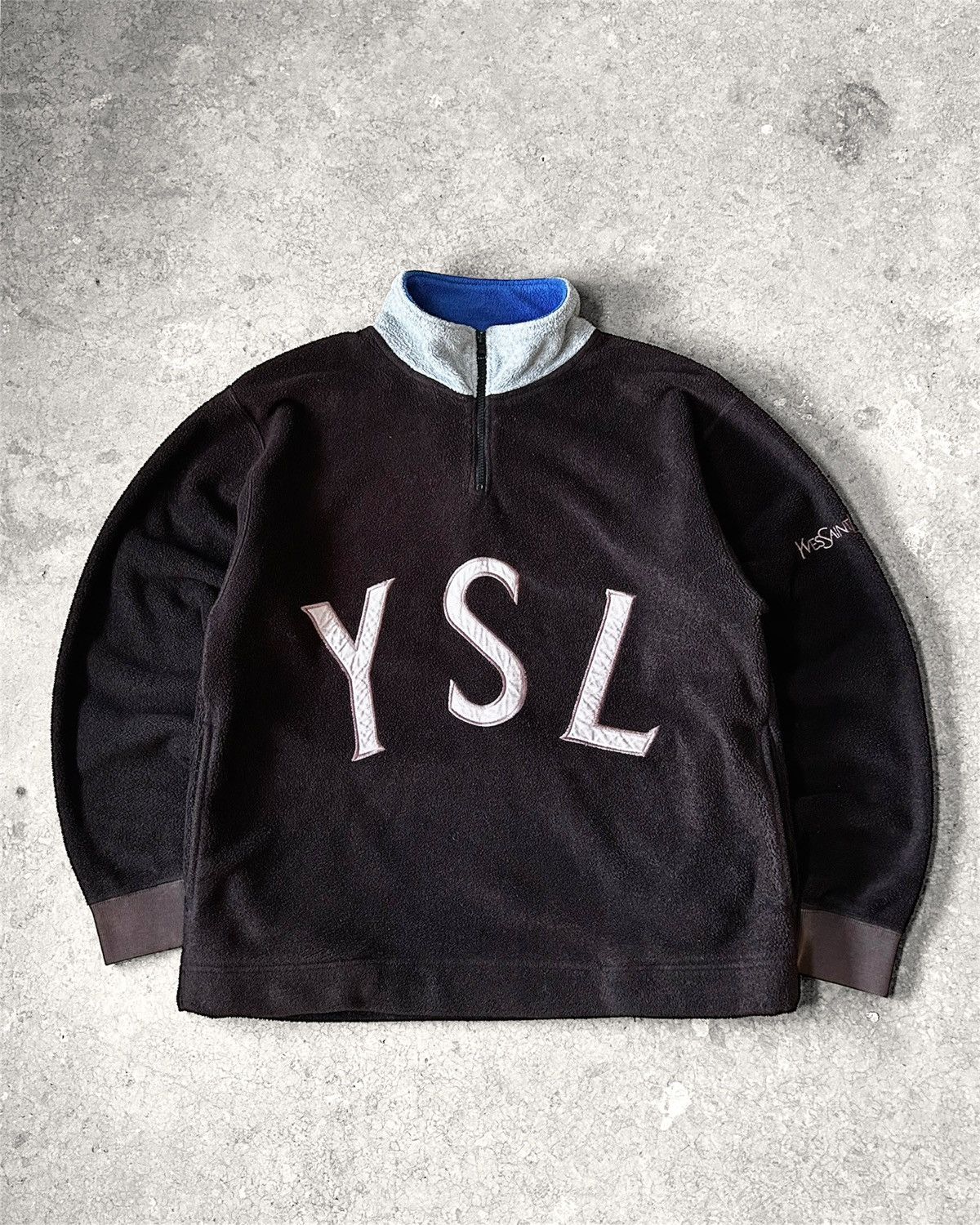 Vintage Yves Saint Laurent Vintage Fleece Pullover YSL Big Logo Size US S / EU 44-46 / 1 - 1 Thumbnail