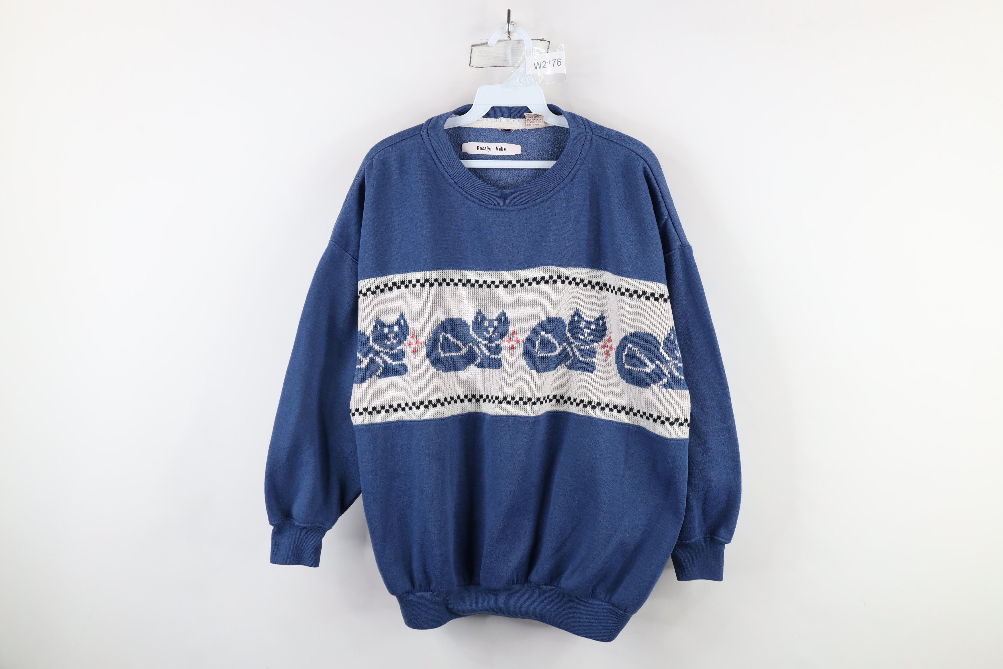 Vintage Vintage 90s Streetwear Knit Cat Kitten Crewneck Sweatshirt Size XXL / US 16-18 / IT 52-54 - 1 Thumbnail