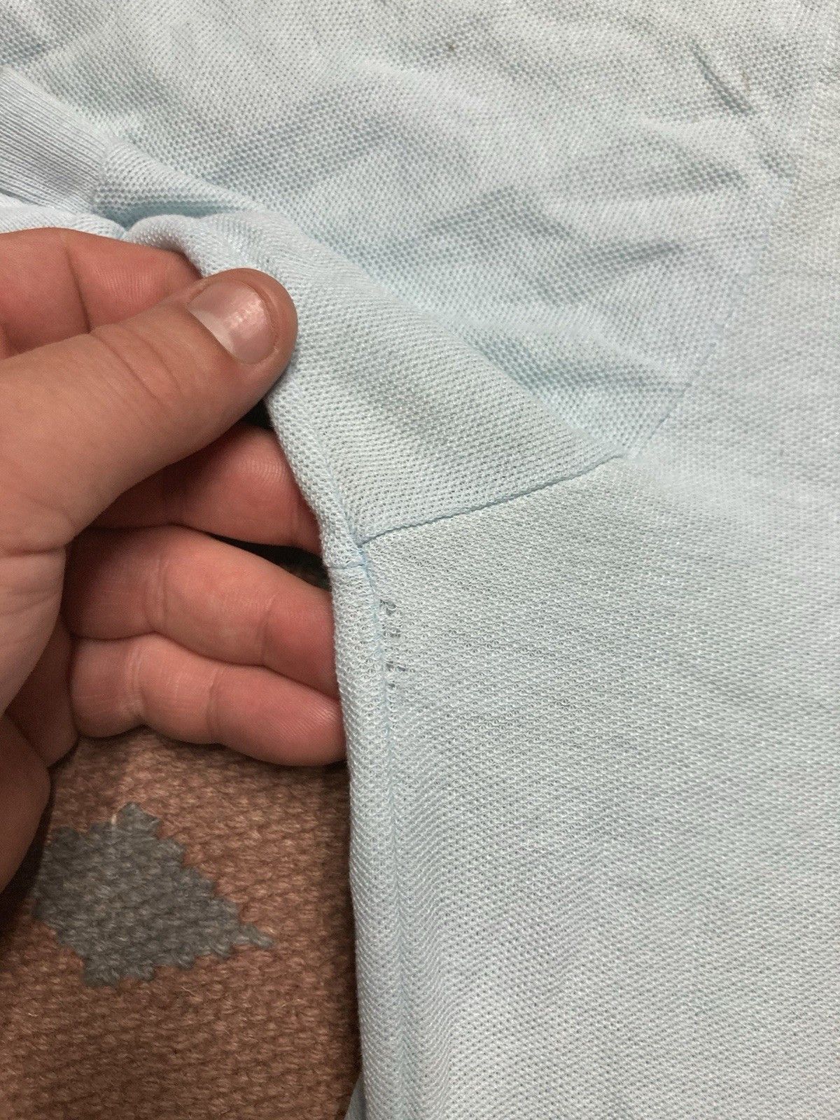 Vintage Vintage 90s polo shirt paint stained light blue adult large Size US L / EU 52-54 / 3 - 7 Thumbnail