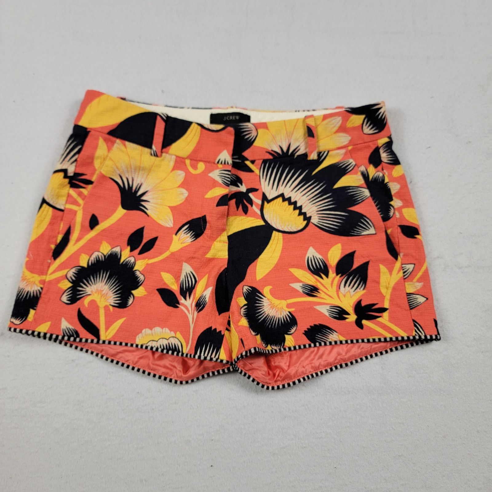 J.Crew J Crew Women Hibiscus Flora Shorts Sz 00 Orange/Black/Yellow Size 24" / US 00 / IT 34 - 1 Thumbnail