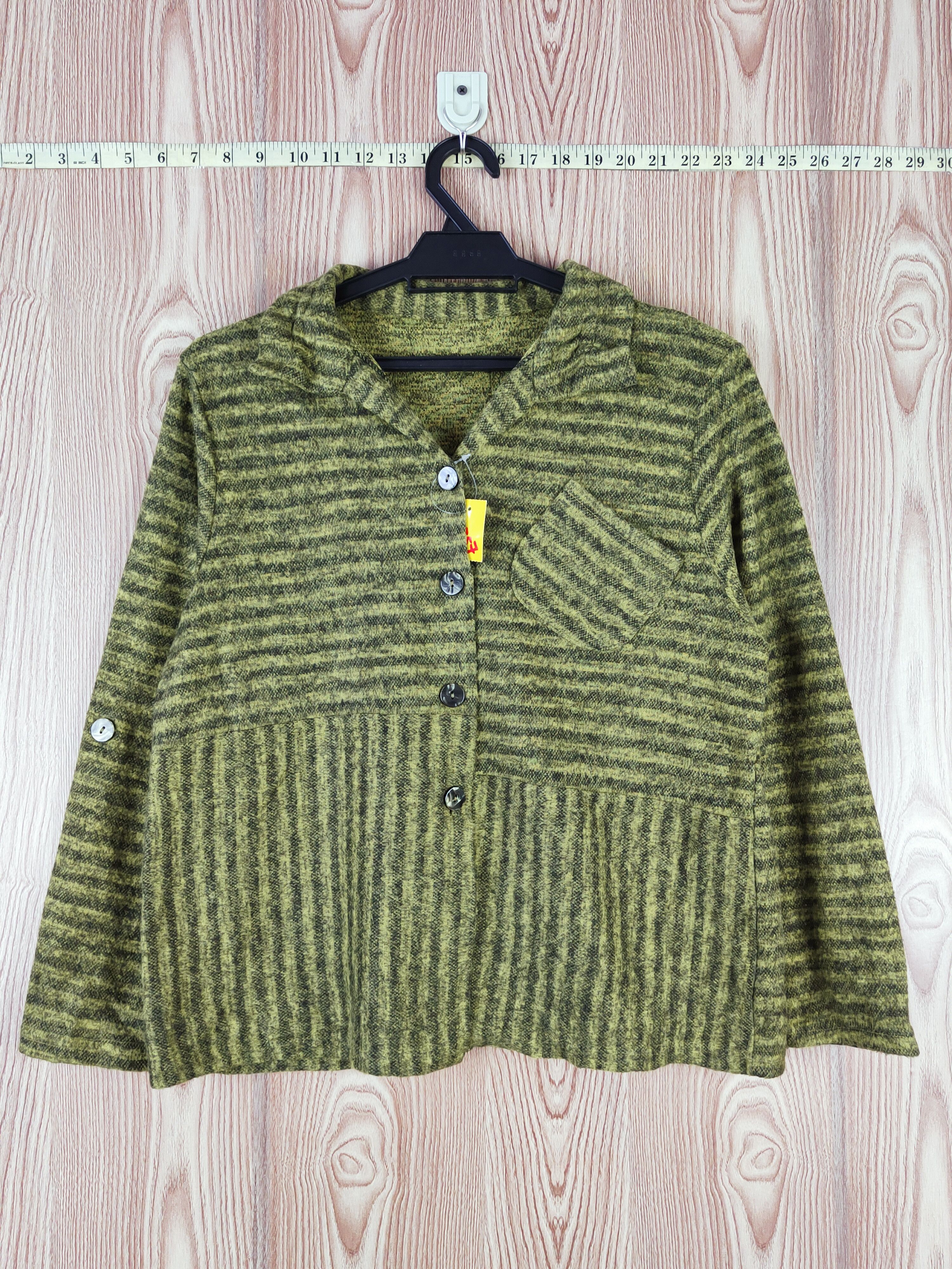 Homespun Knitwear × Japanese Brand × Vintage Viante Green Knitwear Button Up Shirts #W557 Size M / US 6-8 / IT 42-44 - 1 Thumbnail