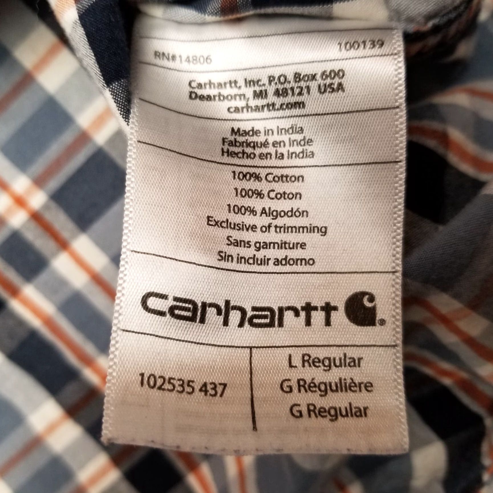 Carhartt Carhartt Shirt Mens L Blue Plaid 100% Cotton Short Sleeve Button-Up Casual Size US L / EU 52-54 / 3 - 4 Thumbnail