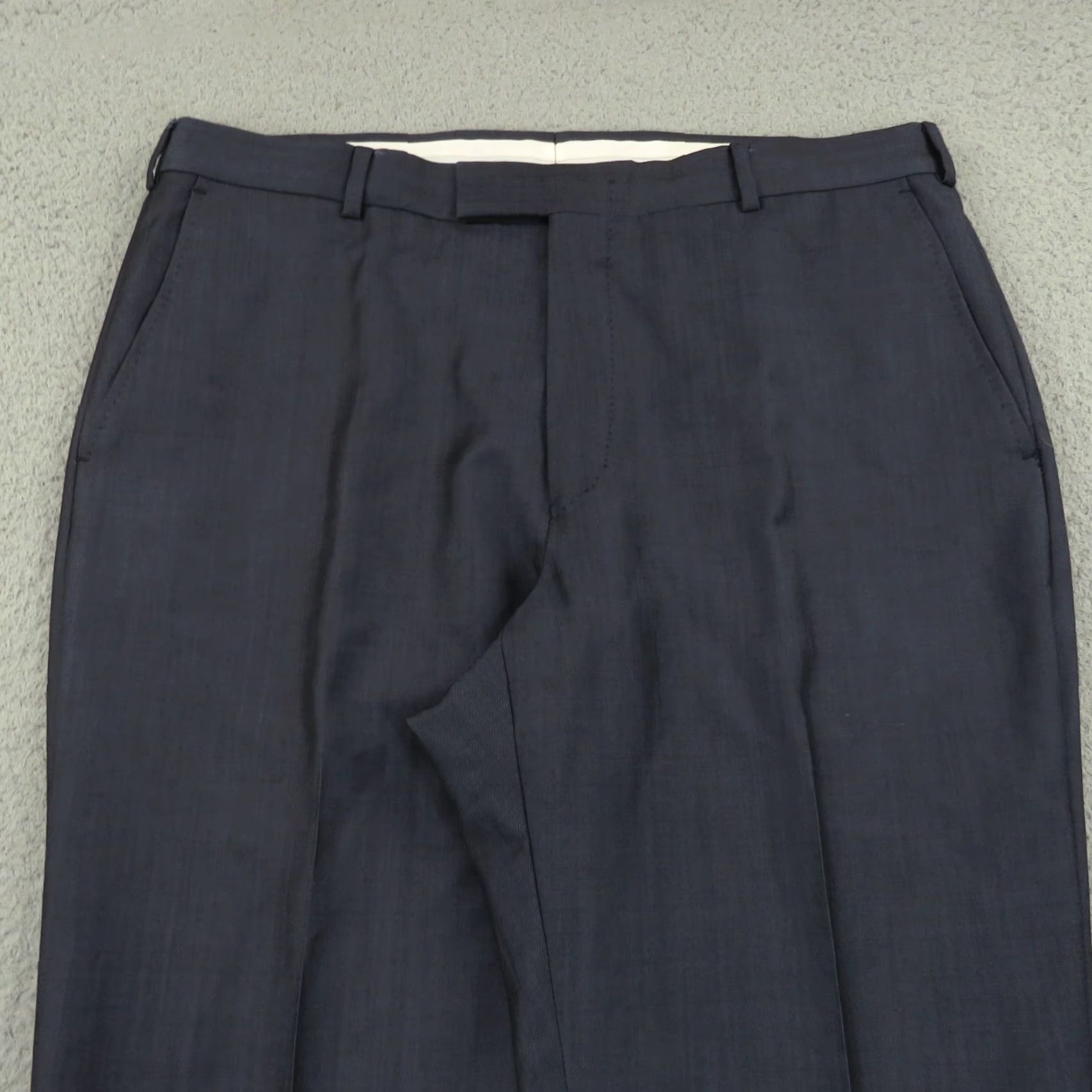 Zegna Pants 34x32 Wool Mohair Solid Blue Flat Front Straight Trousers Slacks Mens Regular 34 32 Inseam Wool Mohair Blue Solid Dress Pants Vintage N/A