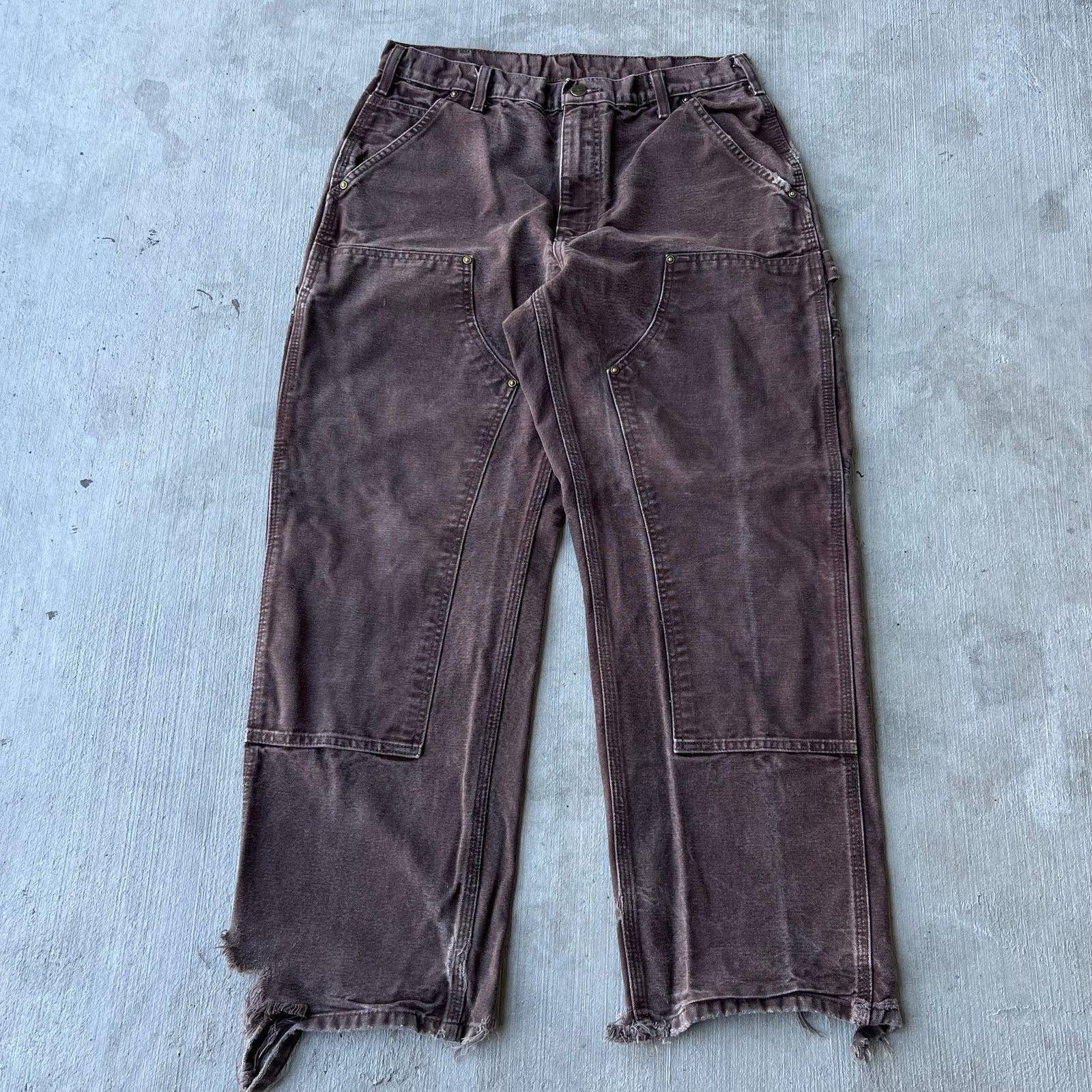 Carhartt × Vintage Carhartt brown faded double knee work wear carpenter pants Size US 32 / EU 48 - 1 Thumbnail