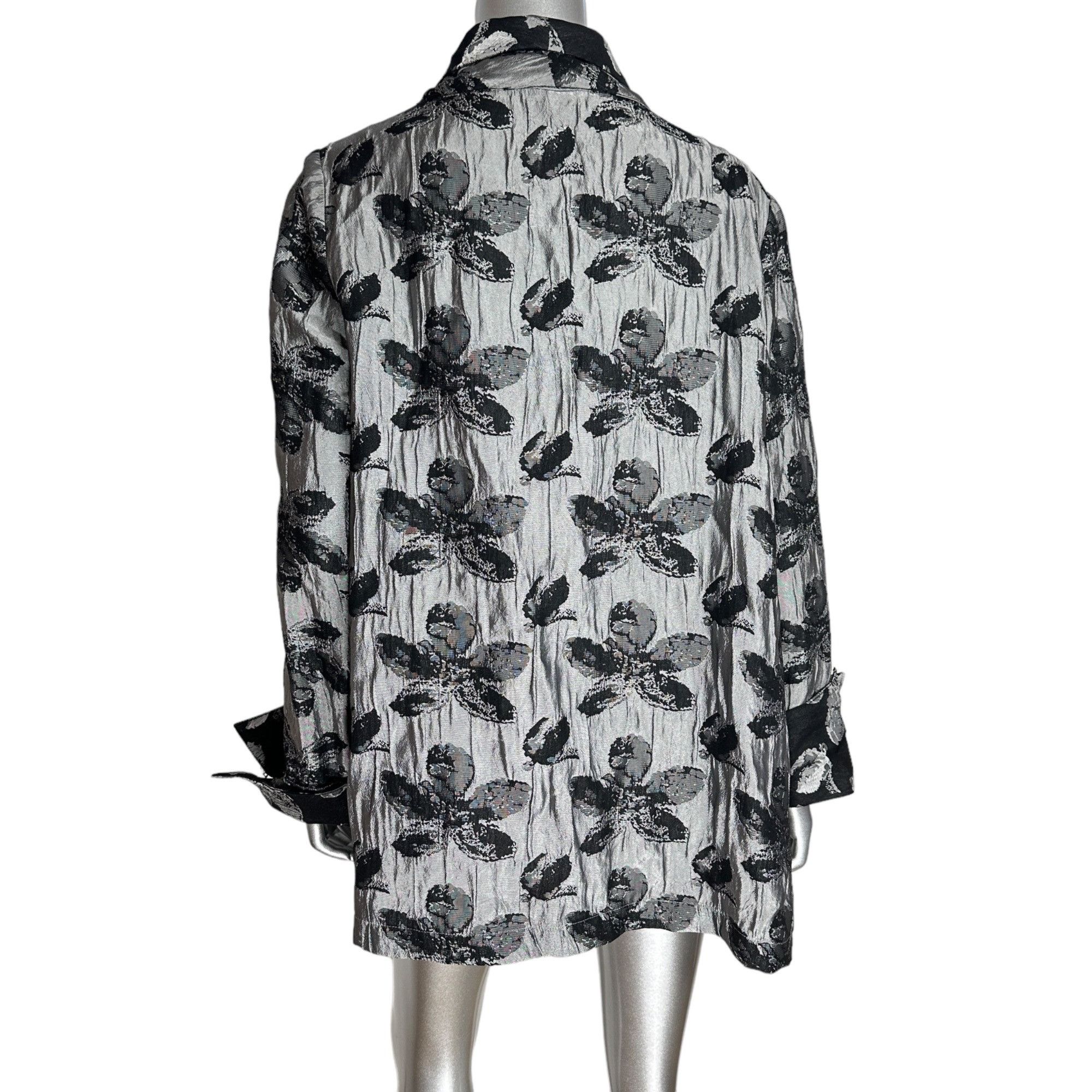 Vintage Criselda Lontok Gray & Black Floral Button-Front Tunic Jack Size XL / US 12-14 / IT 48-50 - 11 Thumbnail