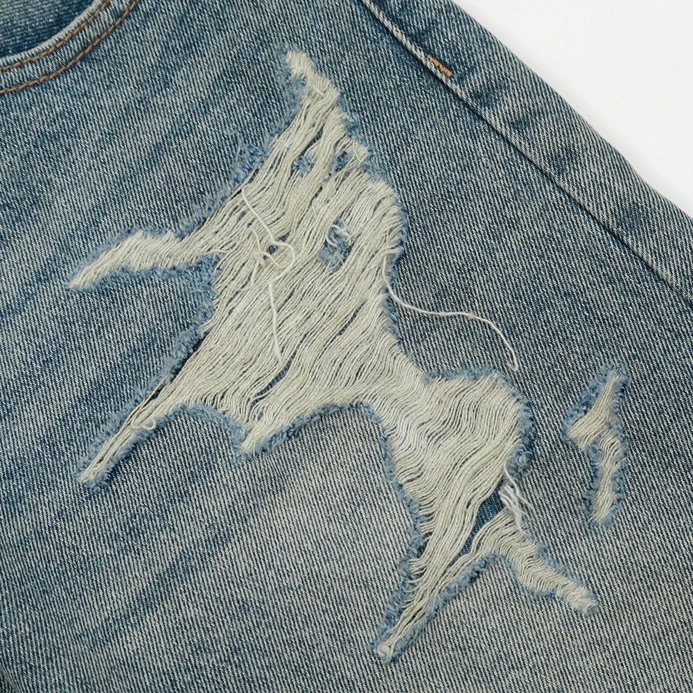 Vintage Men's American patchwork hip-hop ripped bootcut jeans Size US 32 / EU 48 - 4 Thumbnail