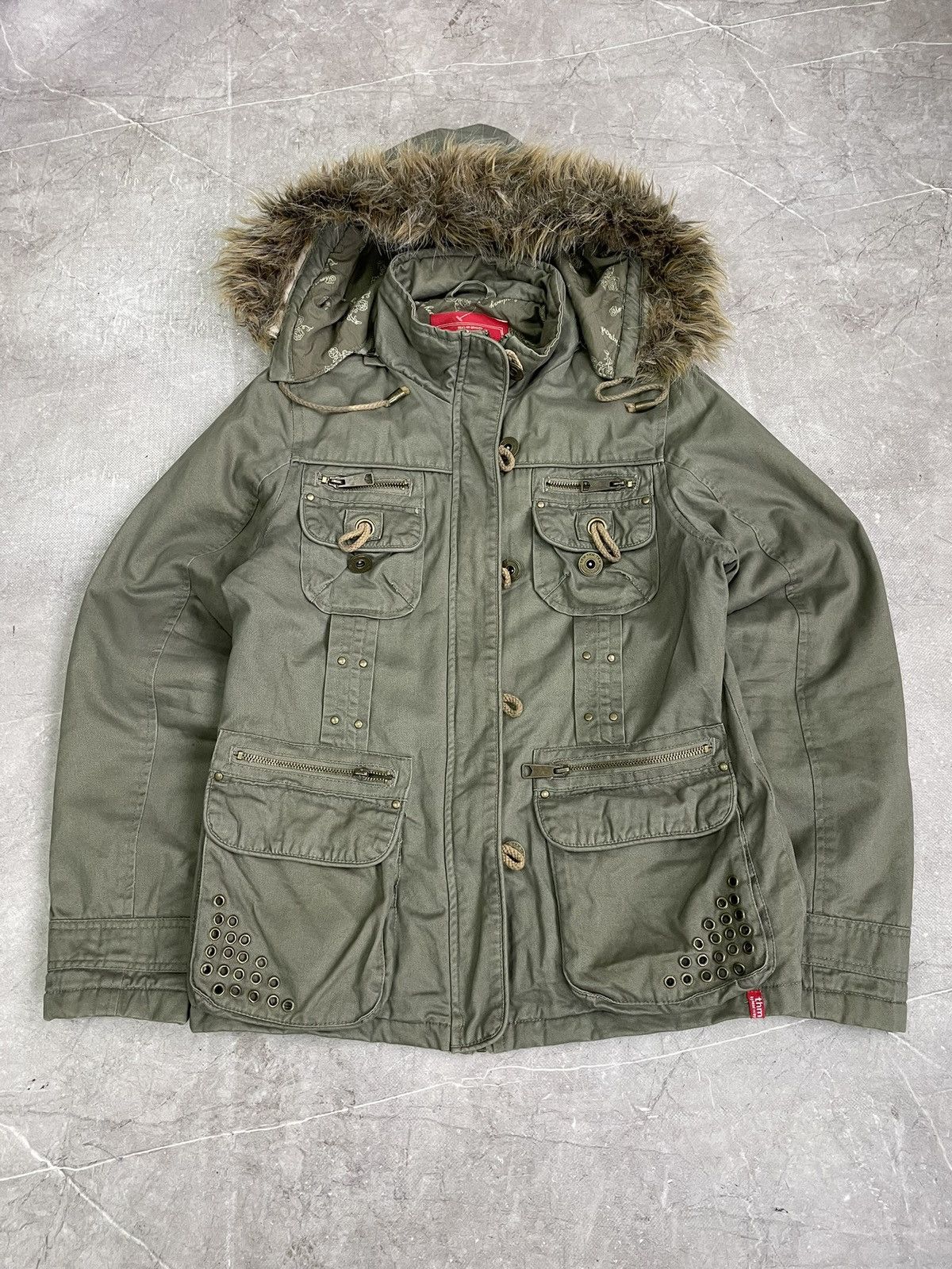 Le Grande Bleu (L.G.B.) Green if six was nine Jacket military fur hood archive y2k Size US M / EU 48-50 / 2 - 1 Thumbnail
