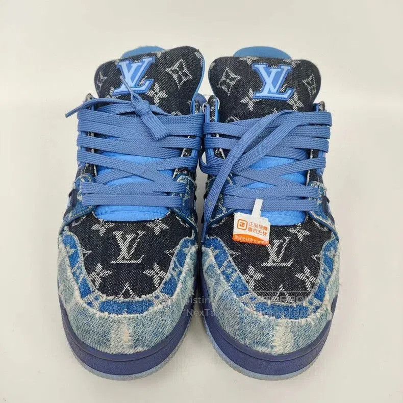 Louis Vuitton LV Leather Trainer Sneakers Blue. Size US 8 / EU 41 - 1 Thumbnail
