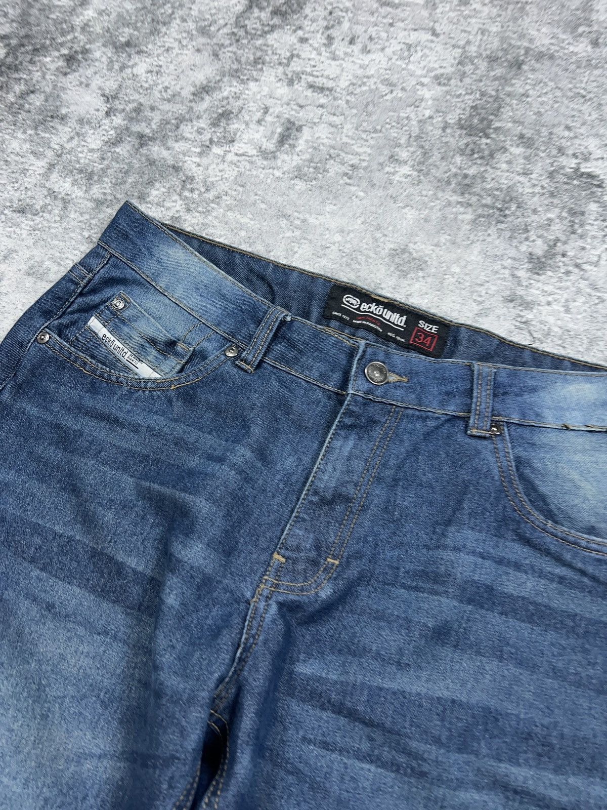 Ecko Unltd. × Southpole Y2K Ecko Unltd Faded Denim Shorts Jorts Size US 36 / EU 52 - 4 Thumbnail