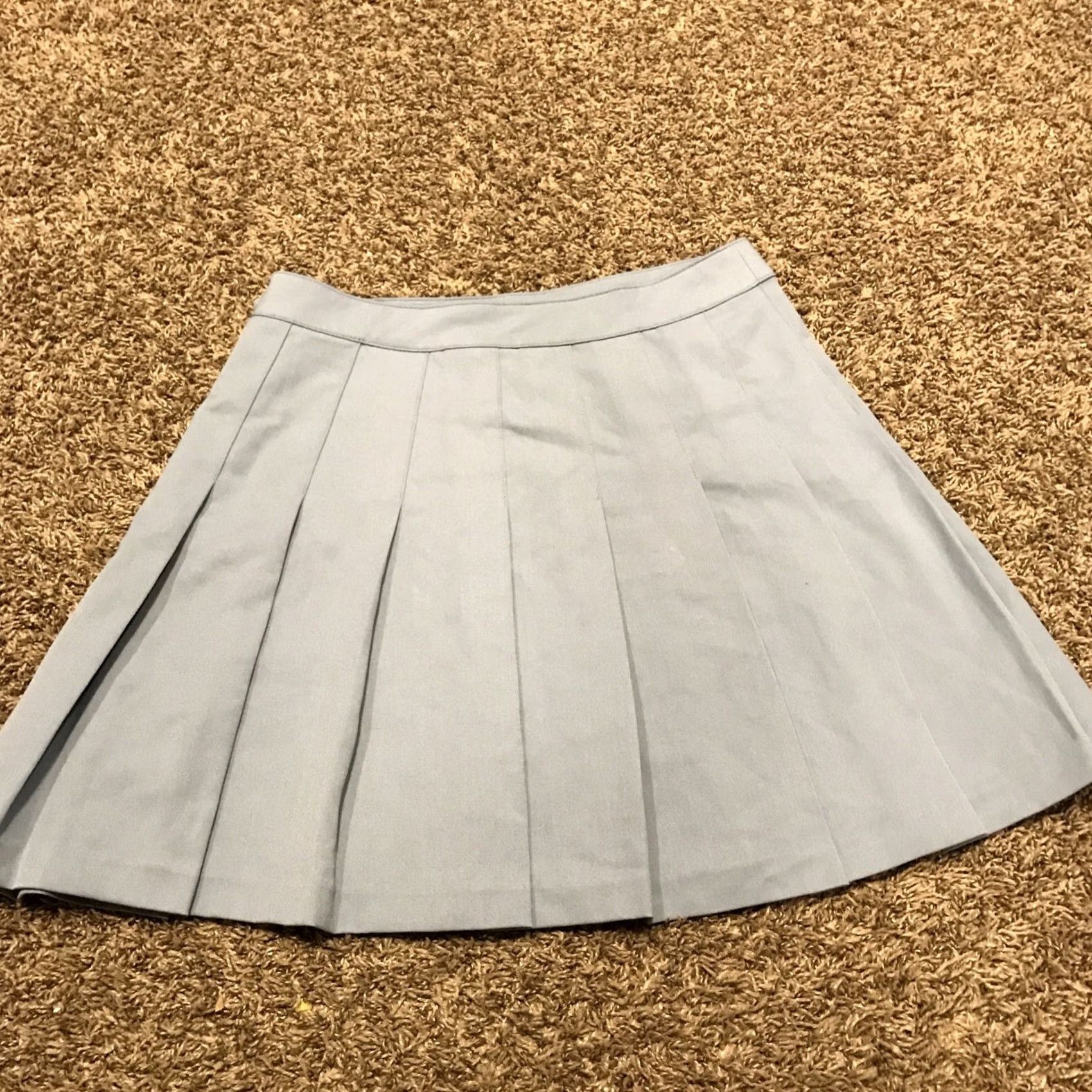 Vintage divided Womens Skirt Short Blue Pleated Polyester Blend Zip Zipper 6 Regular Knit Size 28" / US 6 / IT 42 - 3 Thumbnail