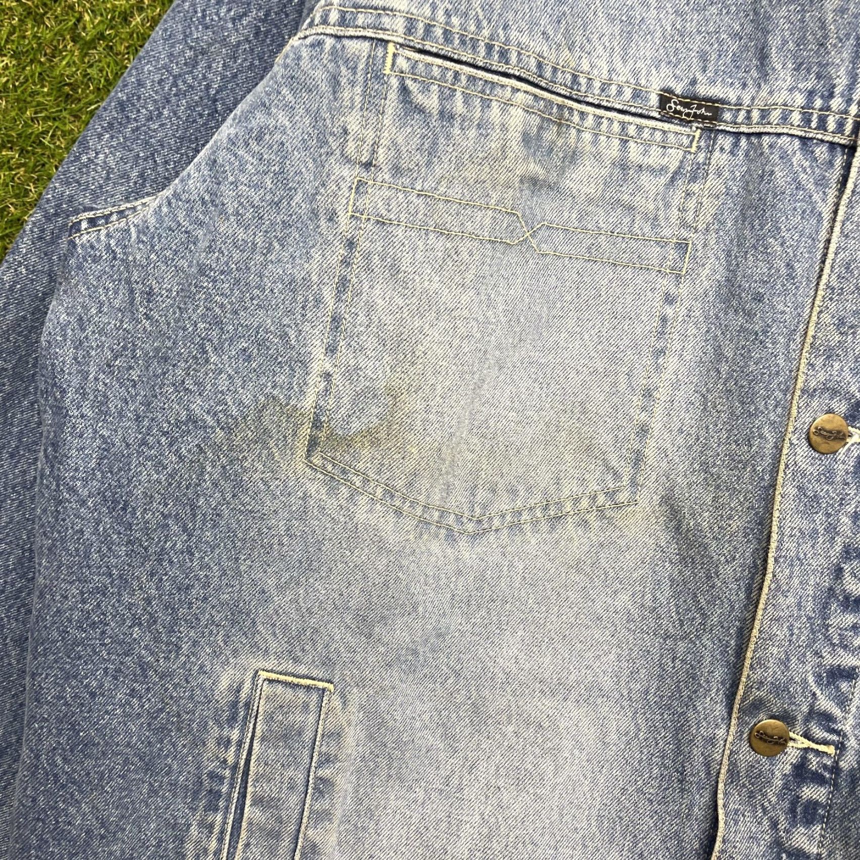 Denime VINTAGE Sean John Jacket Mens 2XL Blue Denim Bomber Embroidered Logo 2000s Jacket Mens 2XL Blue Denim Bomber Embroidered Logo 2000s Size US 39 - 3 Thumbnail