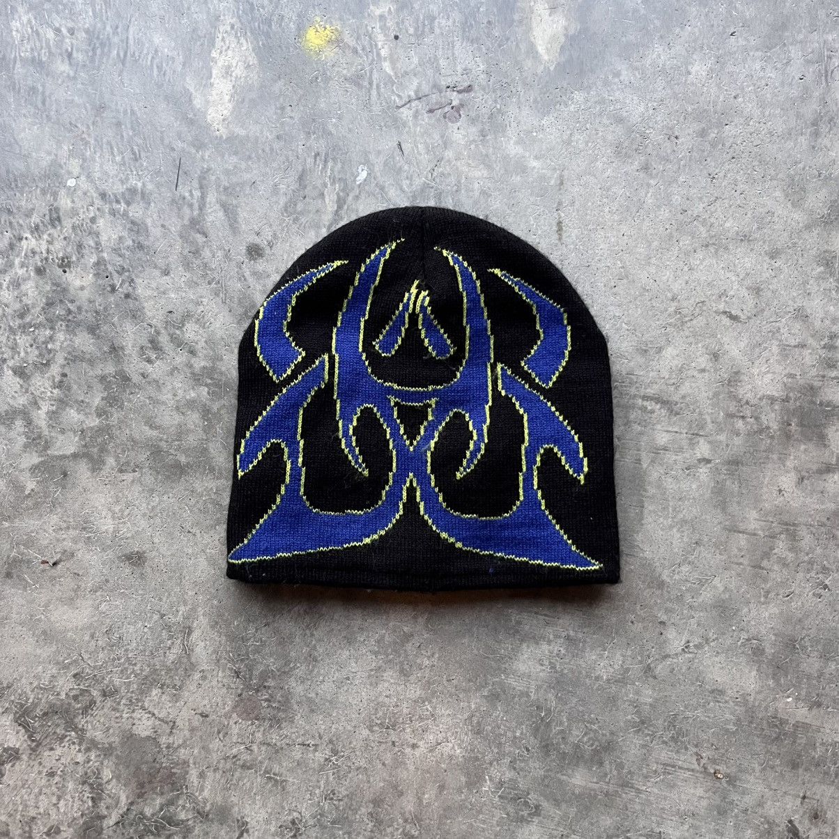 JNCO × Vintage CYBER BEANIE SIGIL STYLE FLAMES SKATERWEAR RARE ACRYLIC HAT Size ONE SIZE - 1 Thumbnail