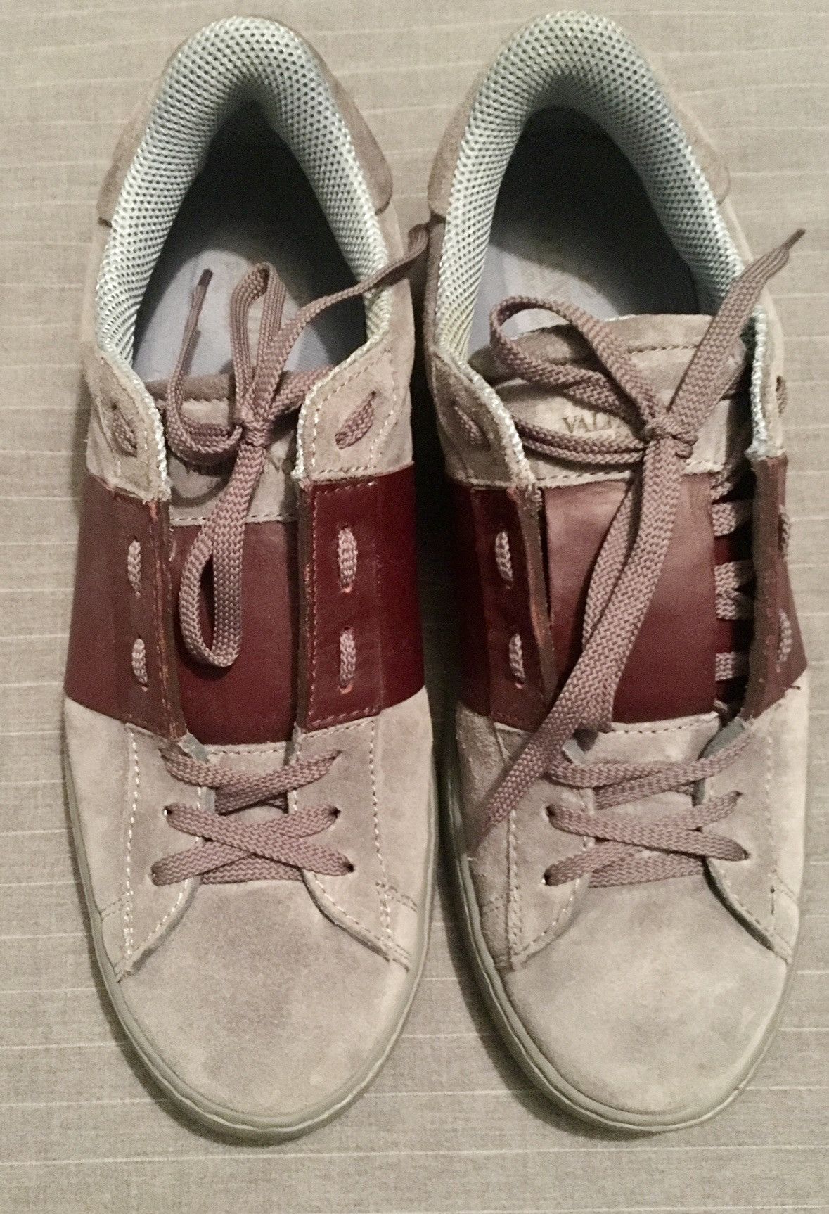 Grey Suede / Burgundy Leather Open Sneakers