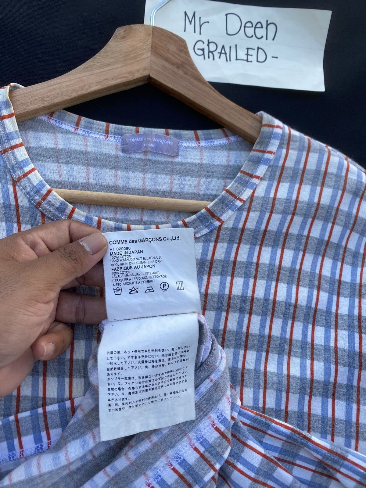 Rare Vtg AD2001 Comme Des Garcons CDG Checkered Tshirt