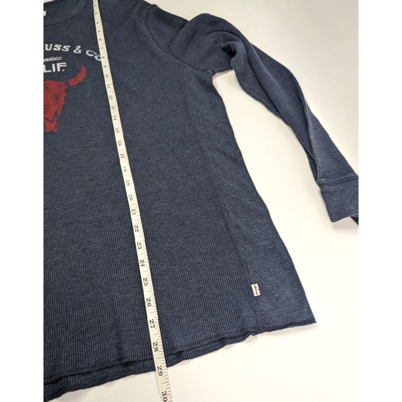 Levi's Levi's Shirt Men 2XL Blue Long Sleeve Waffle Knit Thermal Bull Skull Logo Size US XXL / EU 58 / 5 - 5 Thumbnail