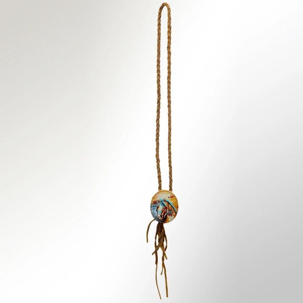 Other Western Braided Genuine Leather Horse Necklace Hand Painted Size ONE SIZE - 2 Thumbnail