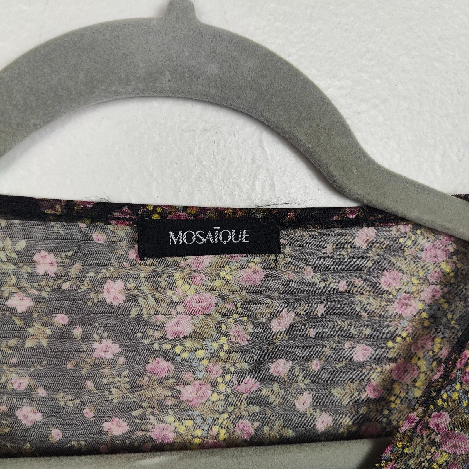 Mosaique Mosaique Sheer Top Womens Large Black Floral Keyhole Size L / US 10 / IT 46 - 6 Thumbnail