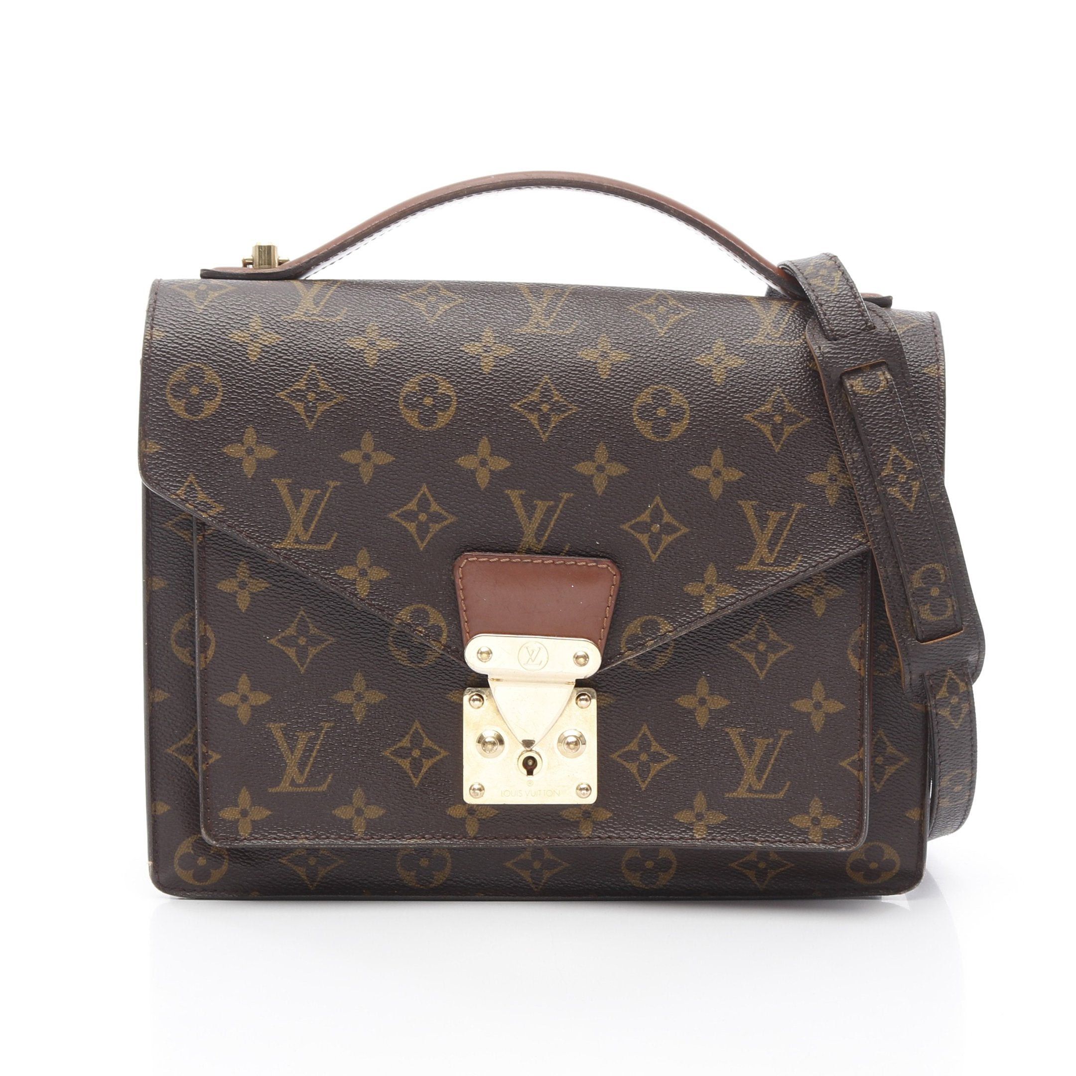 Louis Vuitton Louis Vuitton Monceau Monogram Handbag Leather Brown With Optional Shoulder Strap Size ONE SIZE - 1 Thumbnail