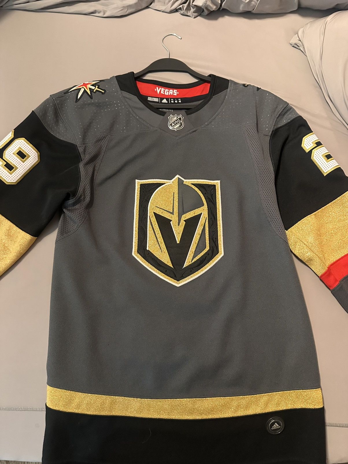 Adidas × NHL Vegas Golden Knights Adidas Marc-Andre Fleury Home Jersey Size US M / EU 48-50 / 2 - 1 Thumbnail