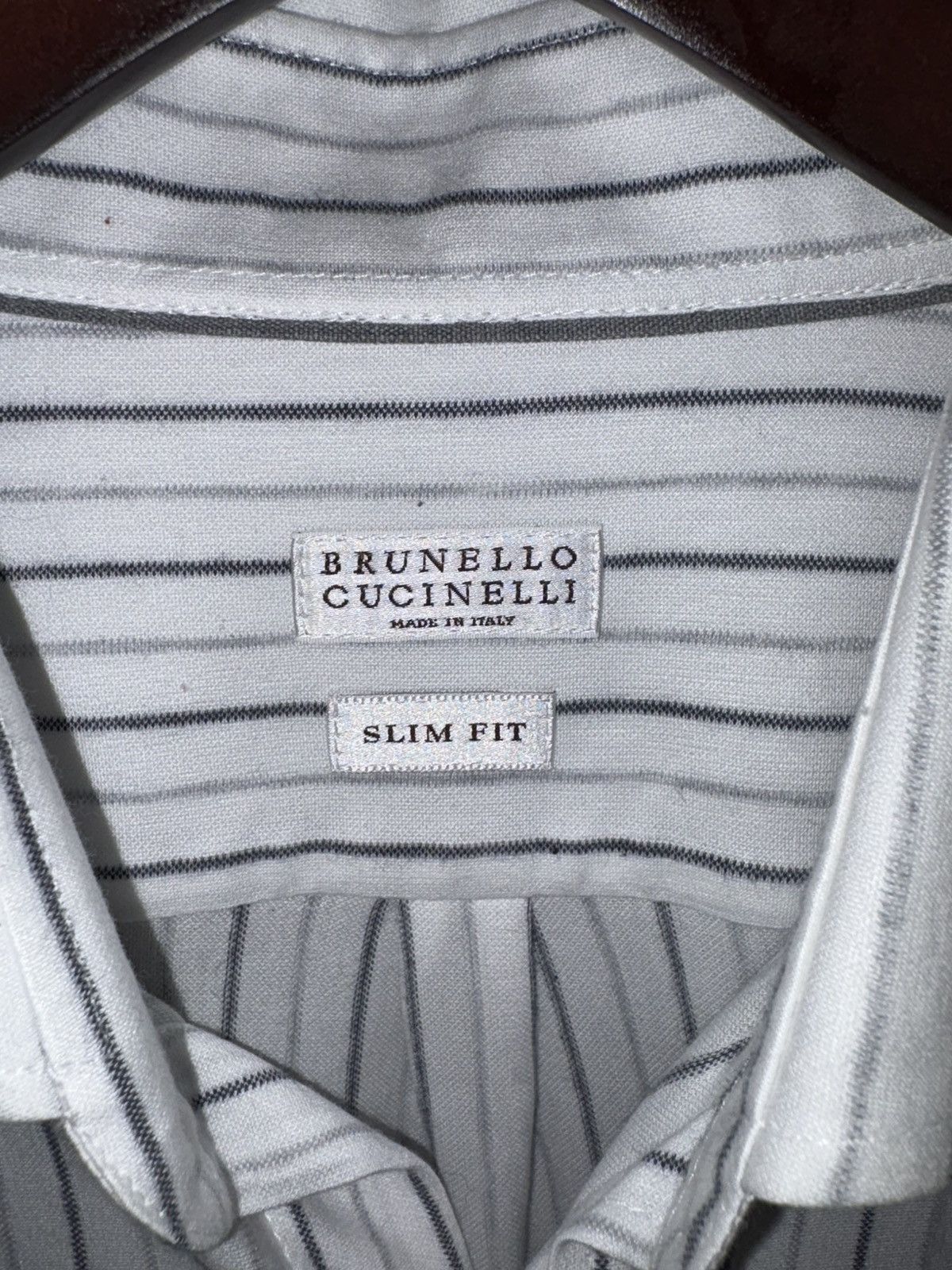 Brunello Cucinelli Brunello Cucinelli Long Sleeve White Striped Button Down Size US L / EU 52-54 / 3 - 3 Thumbnail