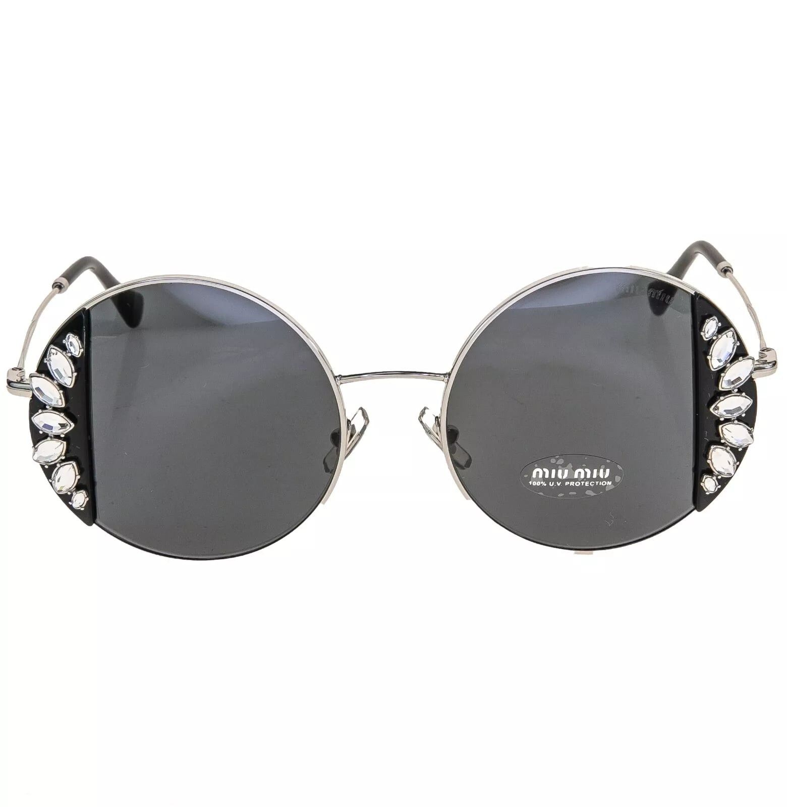 Miu Miu MIU MIU CORE MU57VS Silver Black Crystal Jewel Round 57V Size ONE SIZE - 5 Thumbnail