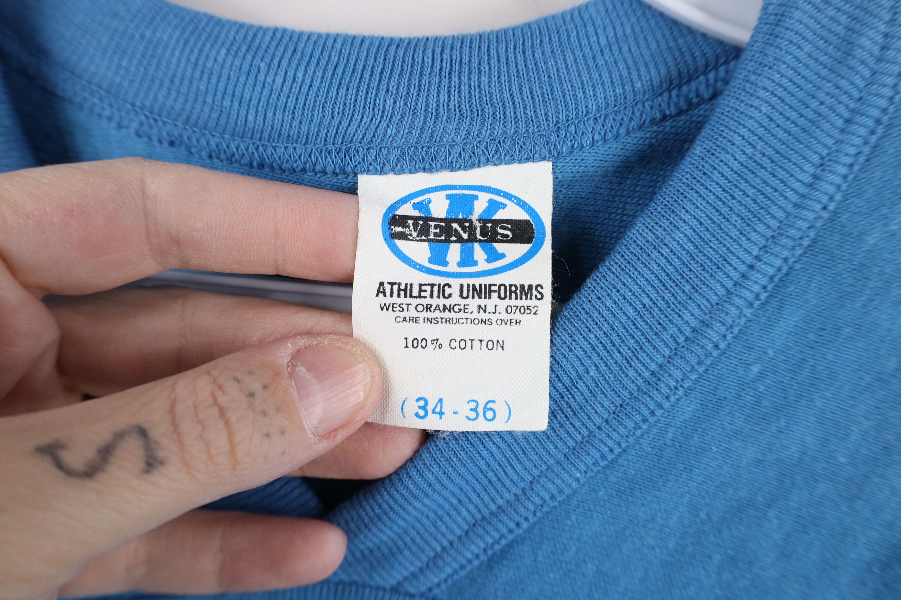 Vintage Vintage 60s 70s Cotton Knit Football Jersey T-Shirt Blue USA Size US S / EU 44-46 / 1 - 5 Thumbnail