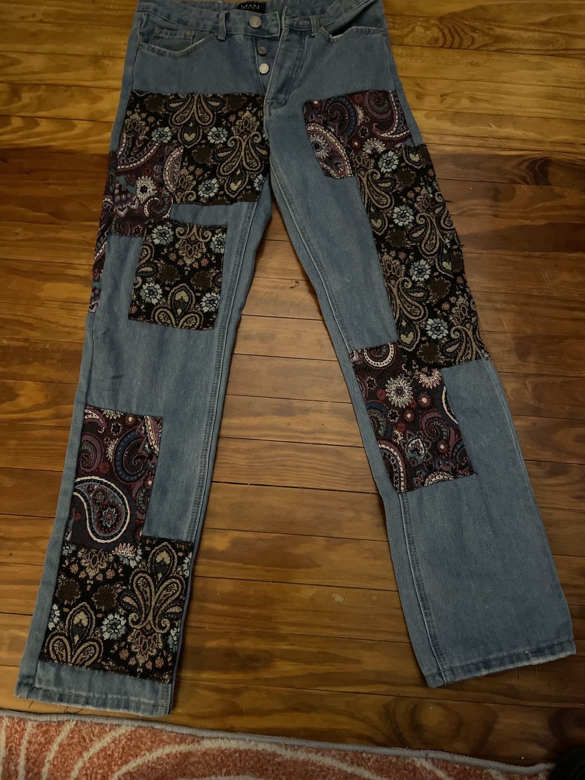 Boohoo × Vintage Patch work bandana jeans Size US 29 - 1 Thumbnail