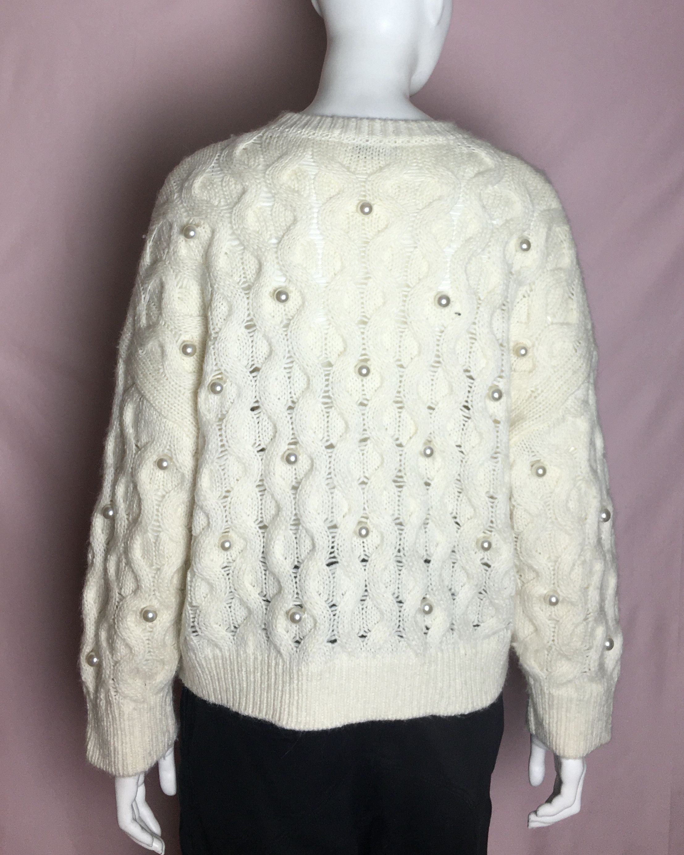 Essentiel Antwerp Essential Antwerp Cable Knitted Sweater Pearl Embellishments Size S / US 4 / IT 40 - 7 Thumbnail