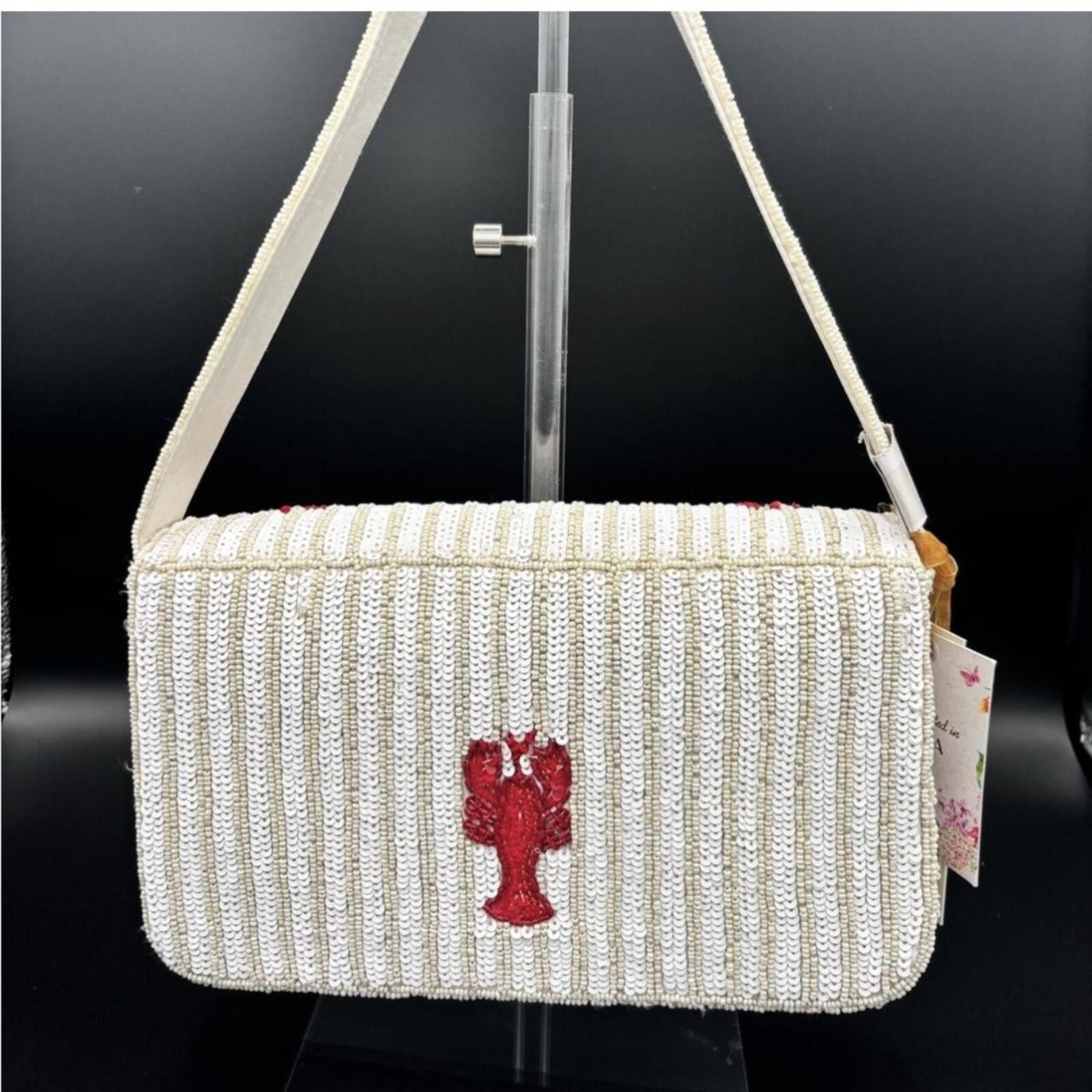 Marsell TikTok Viral Lobster Red & White Striped Beaded Bag Size ONE SIZE - 3 Thumbnail