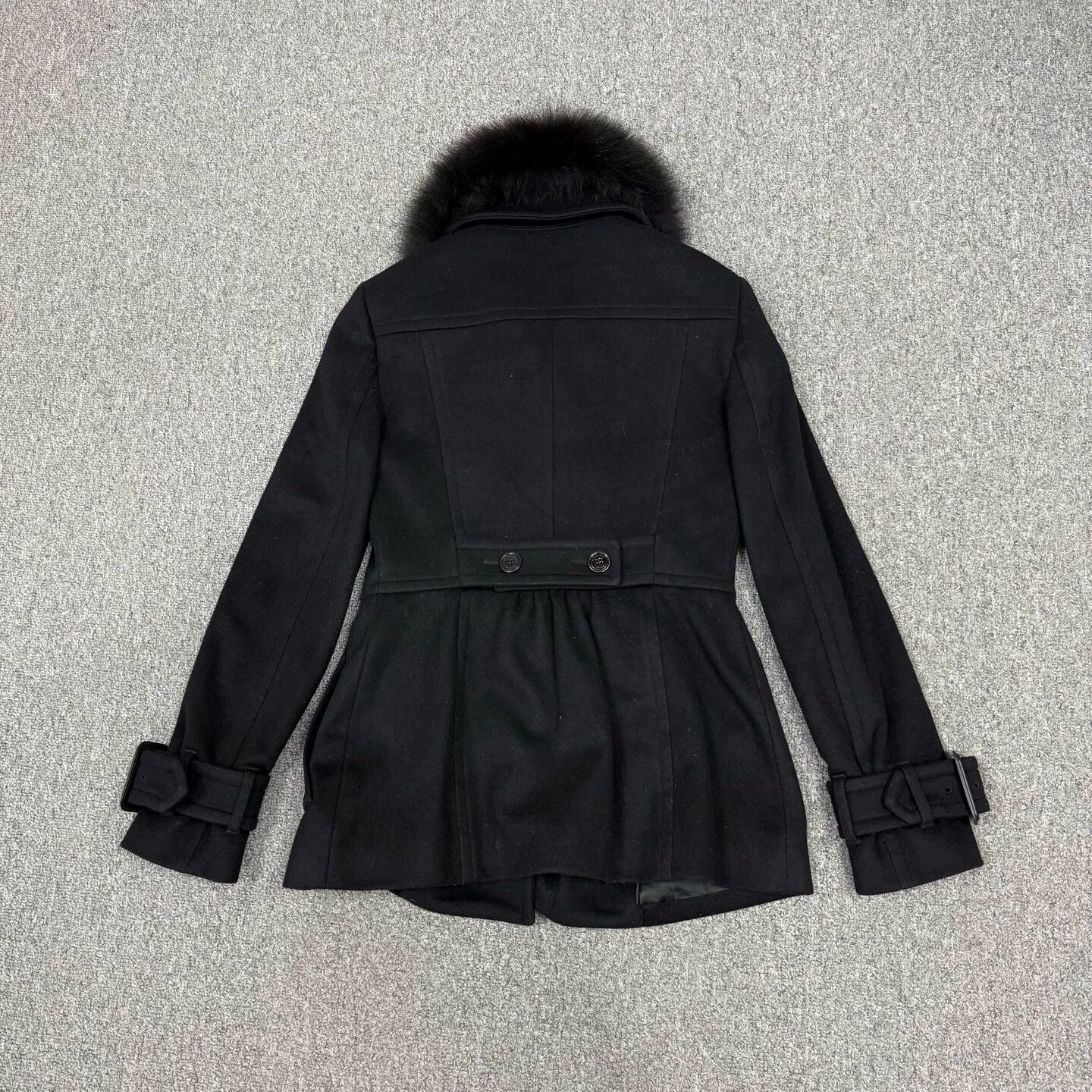 Burberry Burberry Black Wool Coat w/ Fur Collar UK6 99% New Size XS / US 0-2 / IT 36-38 - 2 Thumbnail