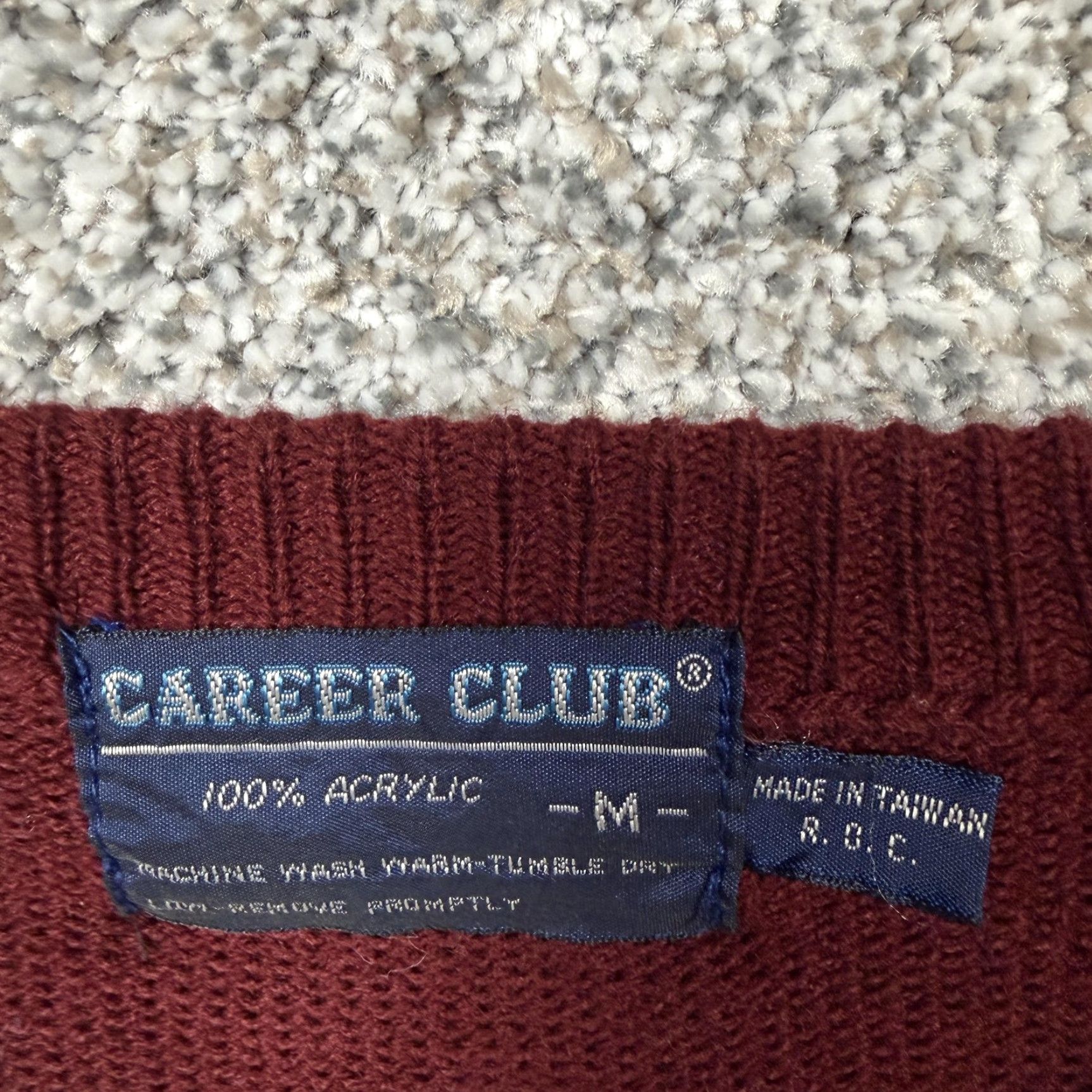 Vintage VINTAGE Career Club Sweater Mens M V-Neck Cable-Knit Maroon 80s 90s Preppy Retro Solid Knit Casual Pullover Women's? No--Men's Size US M / EU 48-50 / 2 - 4 Thumbnail