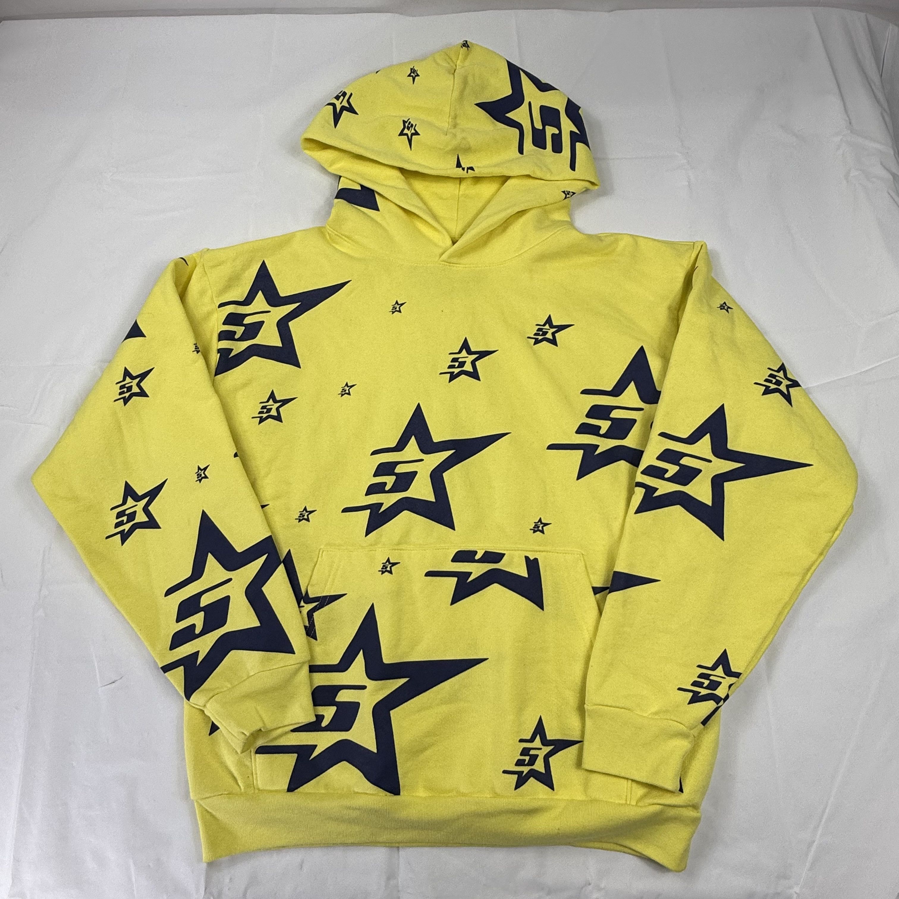 Sp5der Sp5der Worldwide 5555 Star Hoodie Yellow Navy All Over Print Size US L / EU 52-54 / 3 - 1 Thumbnail