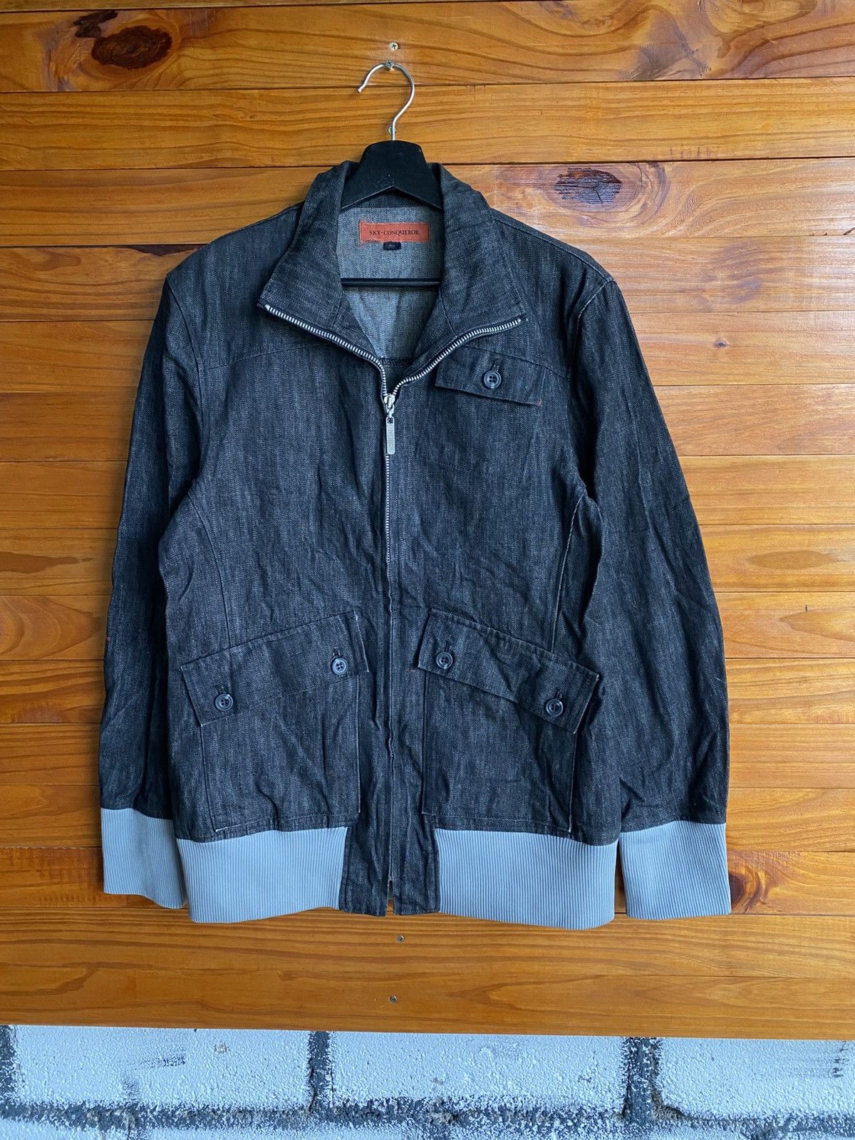 Vintage SKY-CONQUEROR Black Denim Bomber Jacket – Japanese