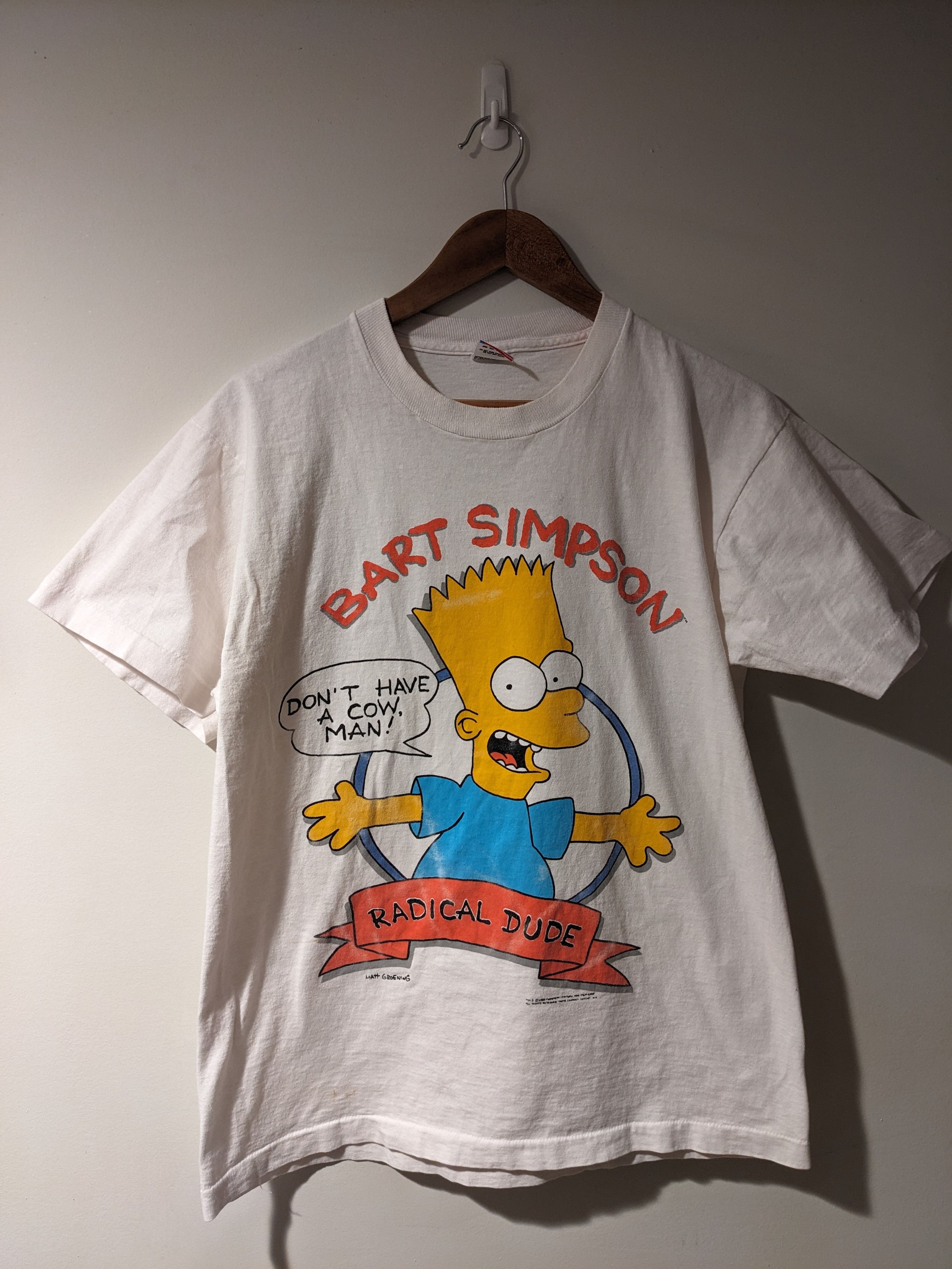 The Simpsons × Vintage Vintage 90s Bart Simpson Don't Have Cow Man Radical T-Shirt Size US L / EU 52-54 / 3 - 1 Thumbnail