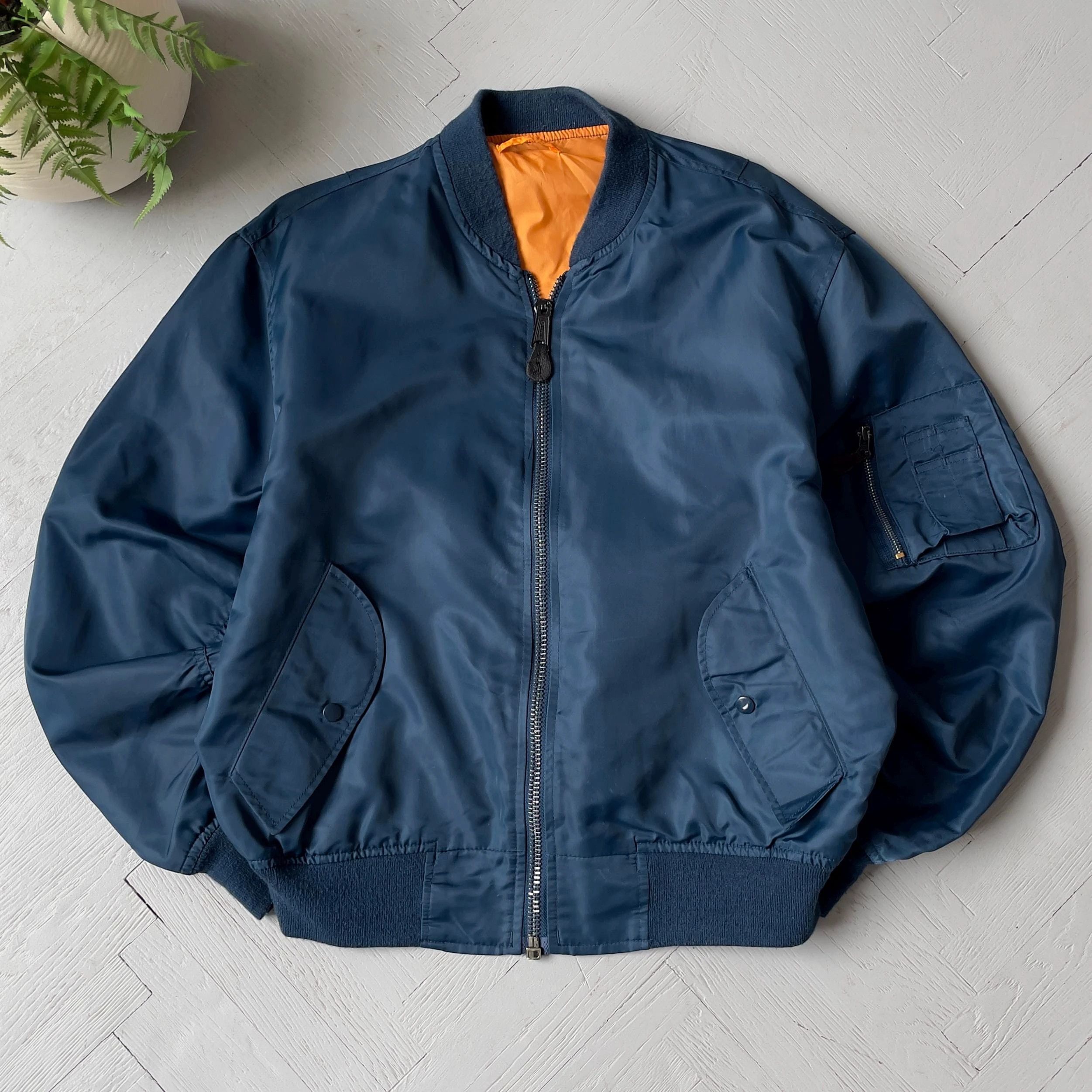 Vintage Vintage MA 1 Intermediate Lightweight Nylon Bomber Jacket Size US XL / EU 56 / 4 - 1 Thumbnail
