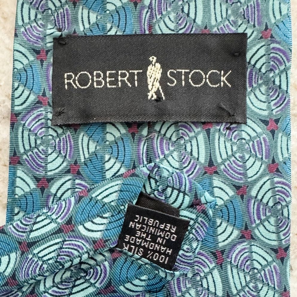 Robert Stock Robert Stock handmade 100% silk geometric circle tie 3.75” w Size ONE SIZE - 4 Thumbnail