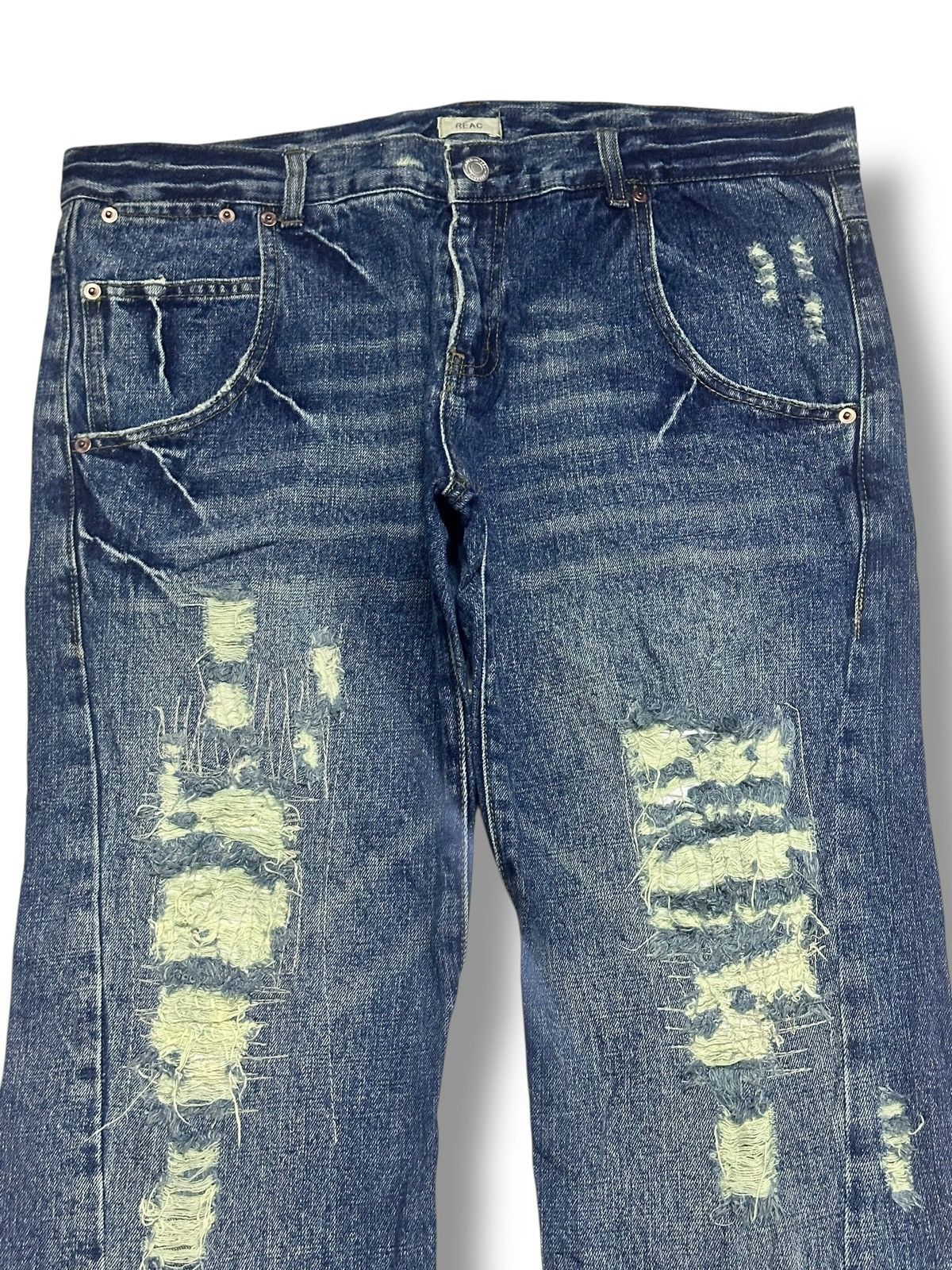 Japanese Brand Vintage Reac Distressed Jeans Baggy Loose Style & Faded Wash Size US 36 / EU 52 - 3 Thumbnail
