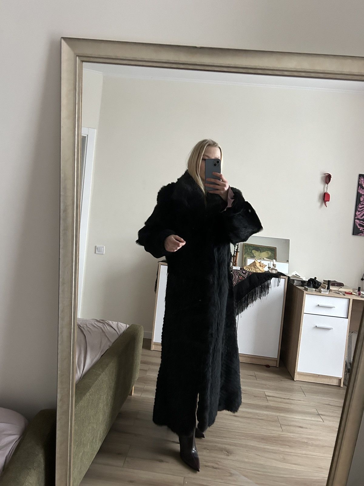 long wolf fur coat