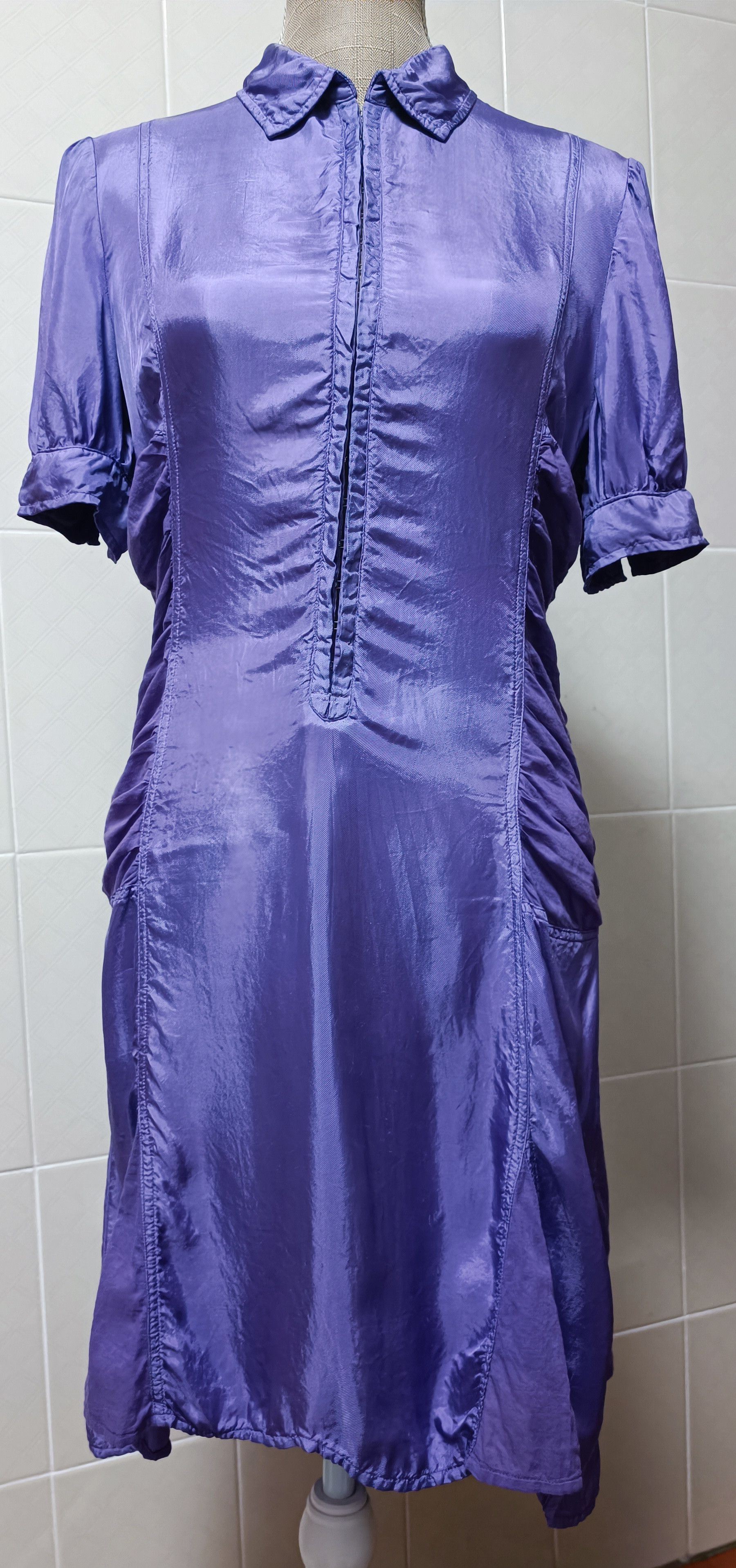 Jean Paul Gaultier Purple satin dress, with draped material Size M / US 6-8 / IT 42-44 - 2 Thumbnail