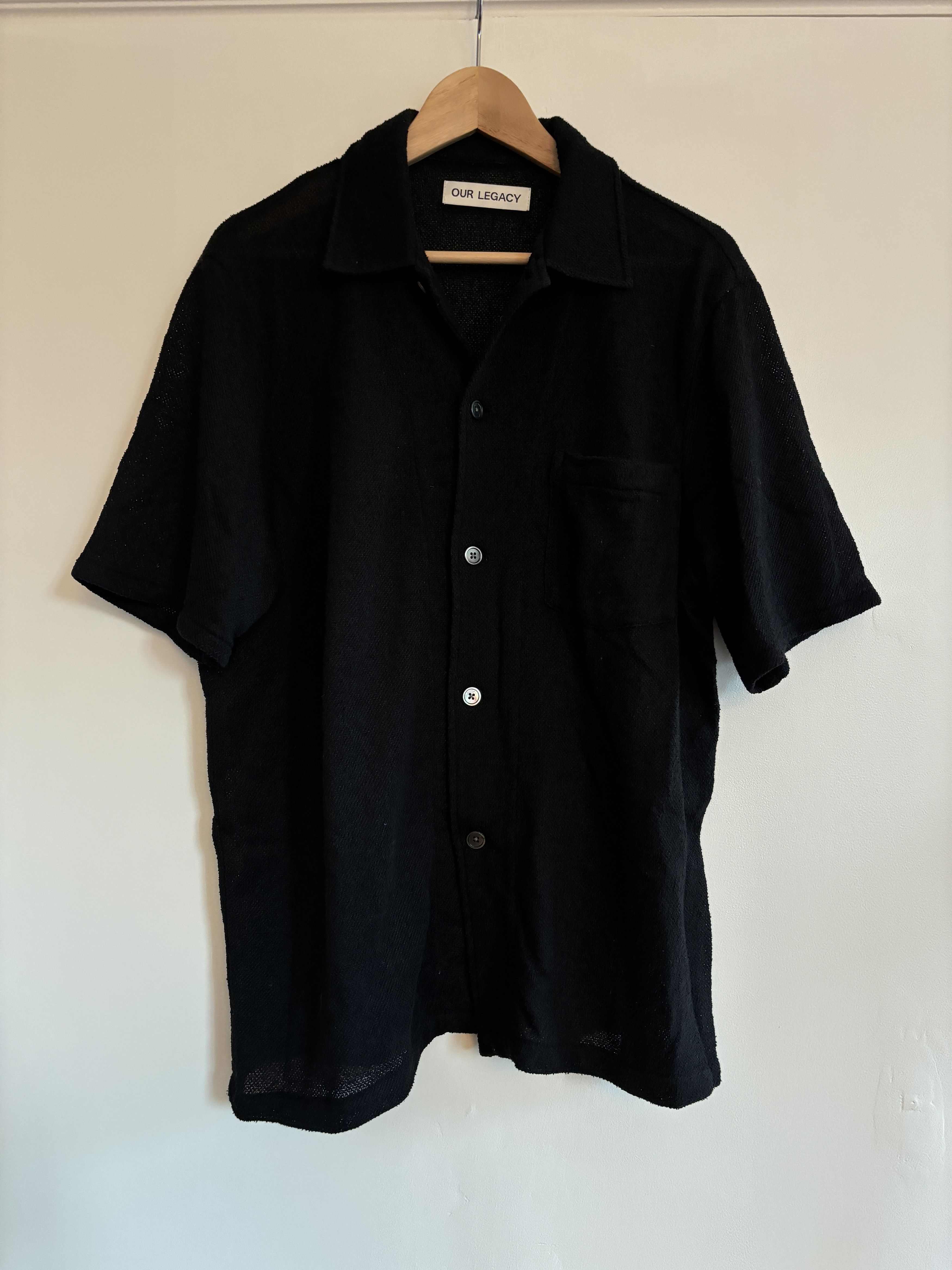 Our Legacy BOX SHIRT SHORTSLEEVE Black Boucle Size US S / EU 44-46 / 1 - 8 Thumbnail