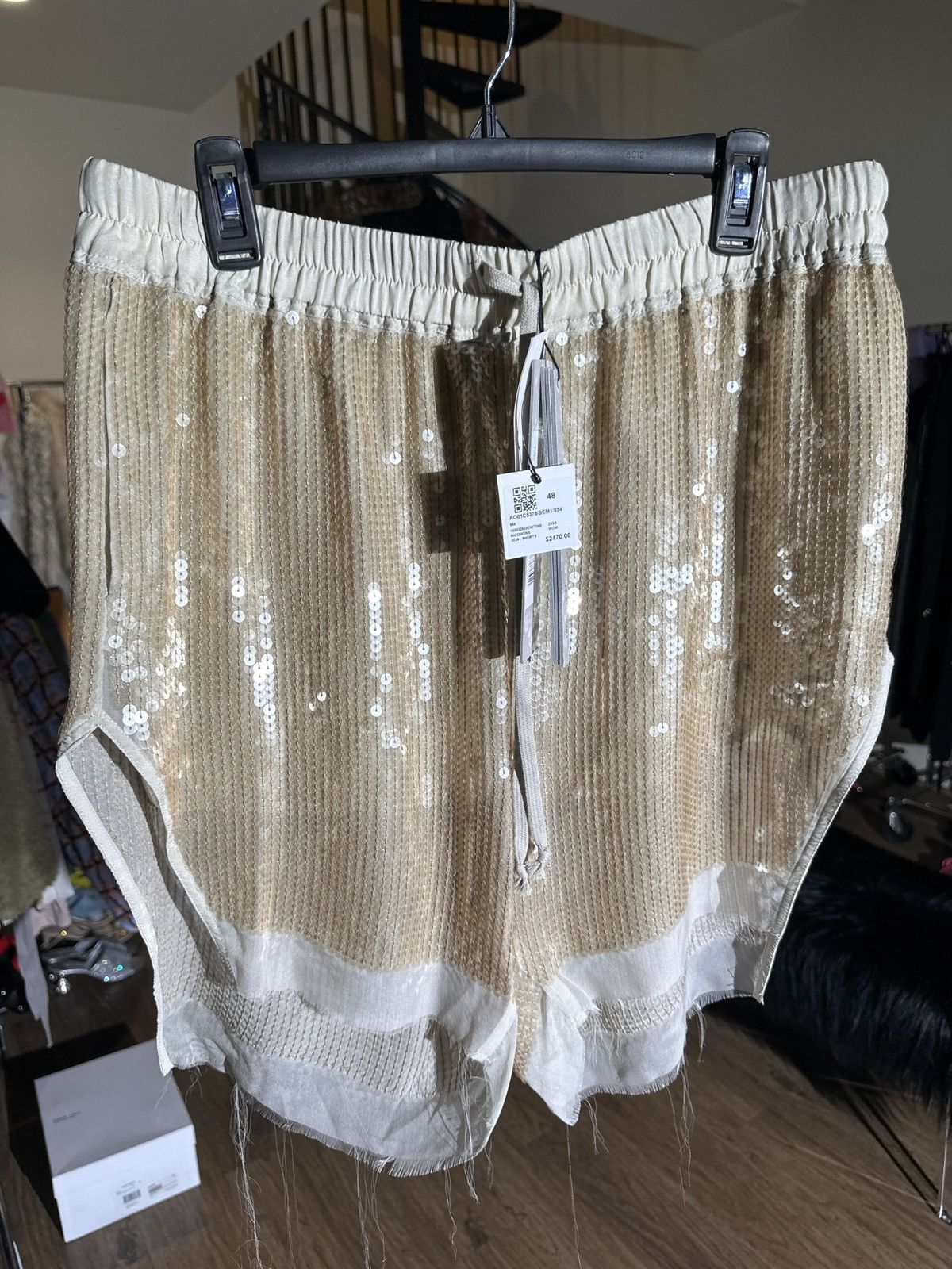 Rick Owens × Rick Owens Drkshdw $2,500 SS23 Edfu sequin shorts Size US 32 / EU 48 - 2 Thumbnail