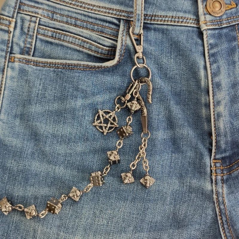 Vintage Retro Dice Skull Pants Chain Ghost Head Size ONE SIZE - 1 Thumbnail