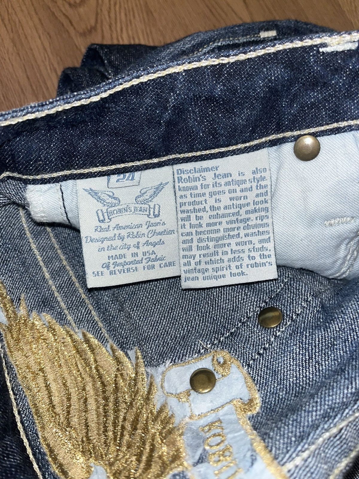 Robins Jeans Robins Jeans Y2K gold studded wing emboirdery Size US 27 - 9 Thumbnail