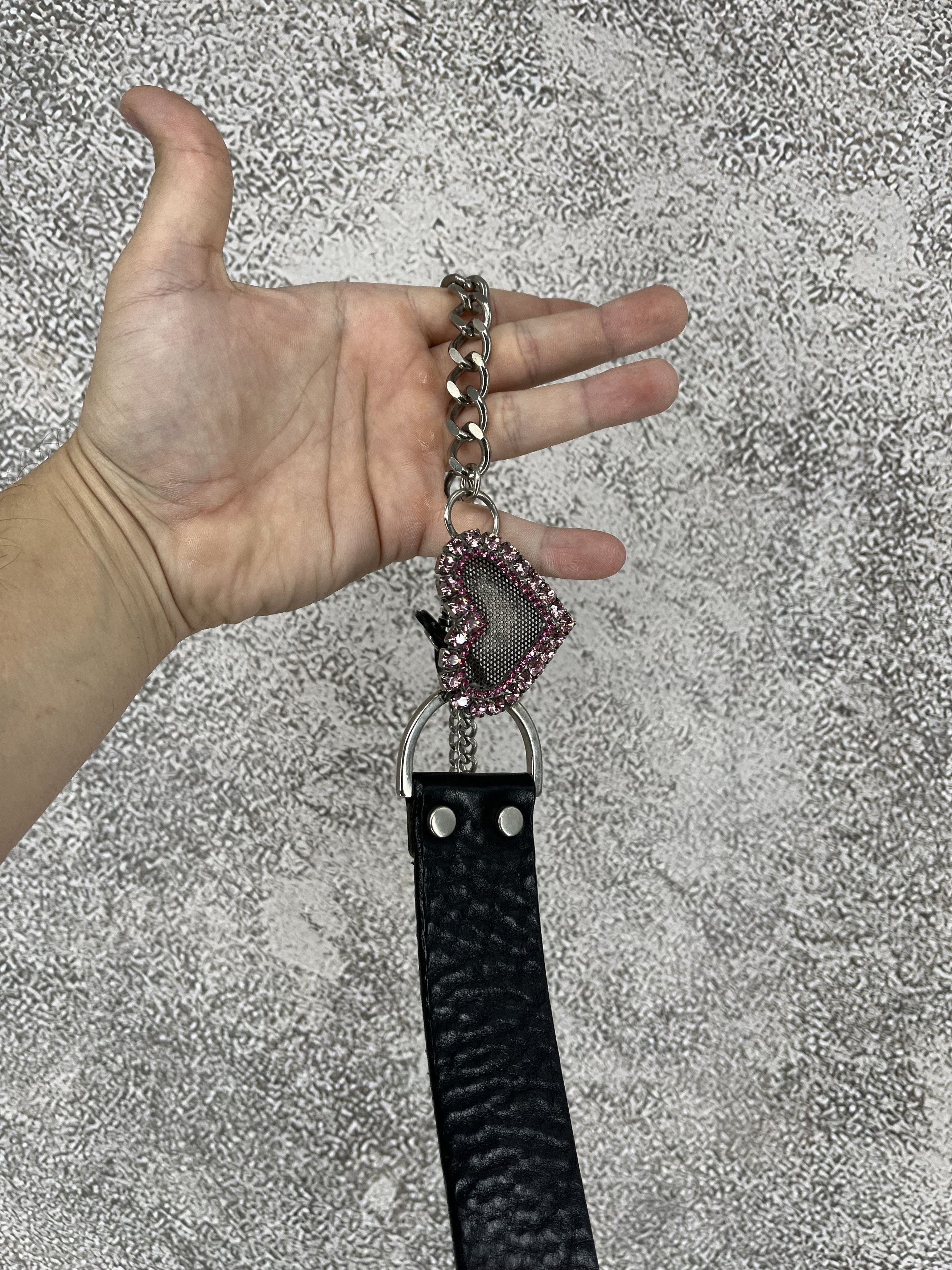 Iceberg ICEBERG Leather Belt with Chain & Pink Heart Charm Size ONE SIZE - 2 Thumbnail