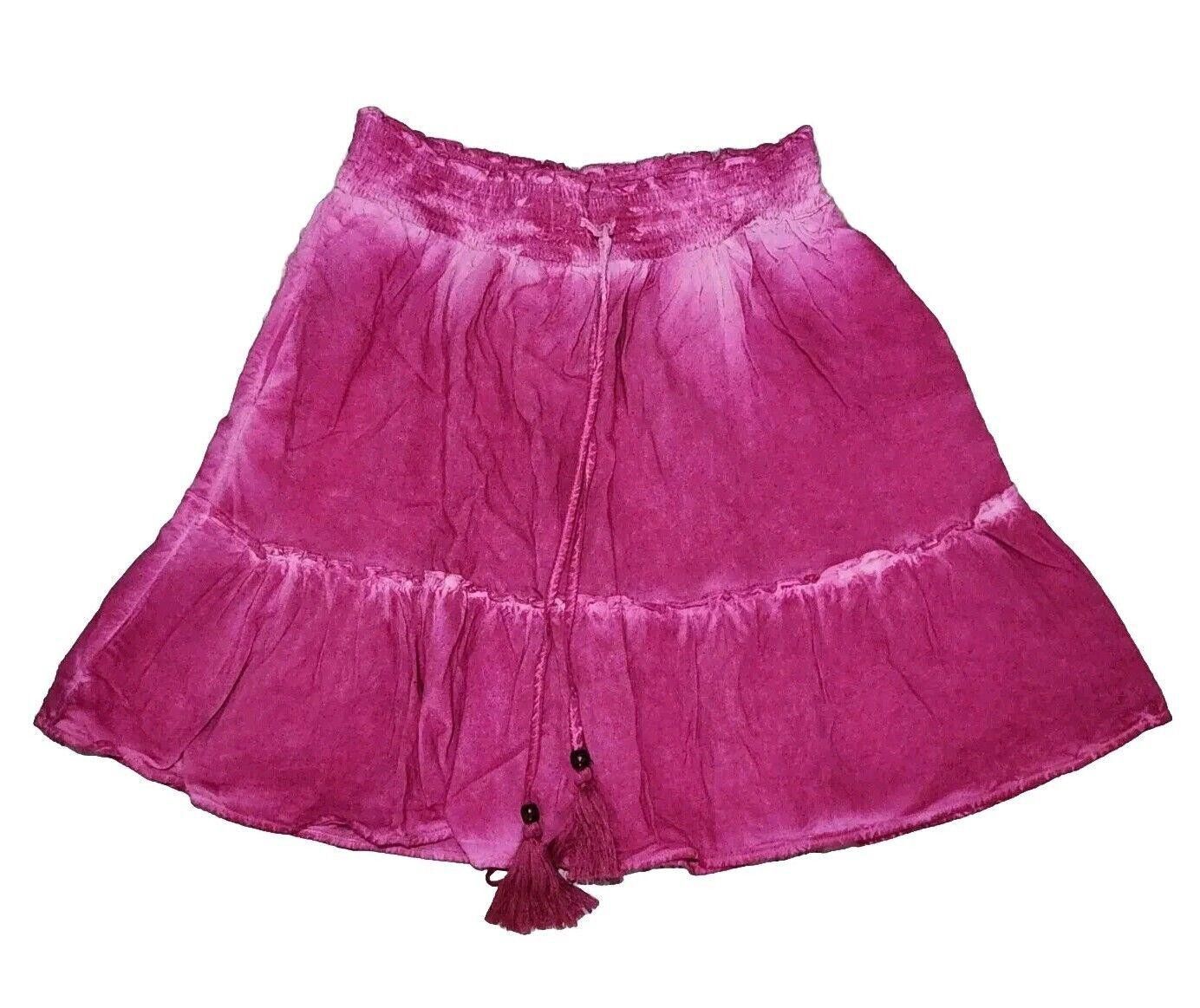 Designer Pilcro Skirt small Pink Tiered Elastic Waist Viscose Linen Size 28" / US 6 / IT 42 - 1 Thumbnail