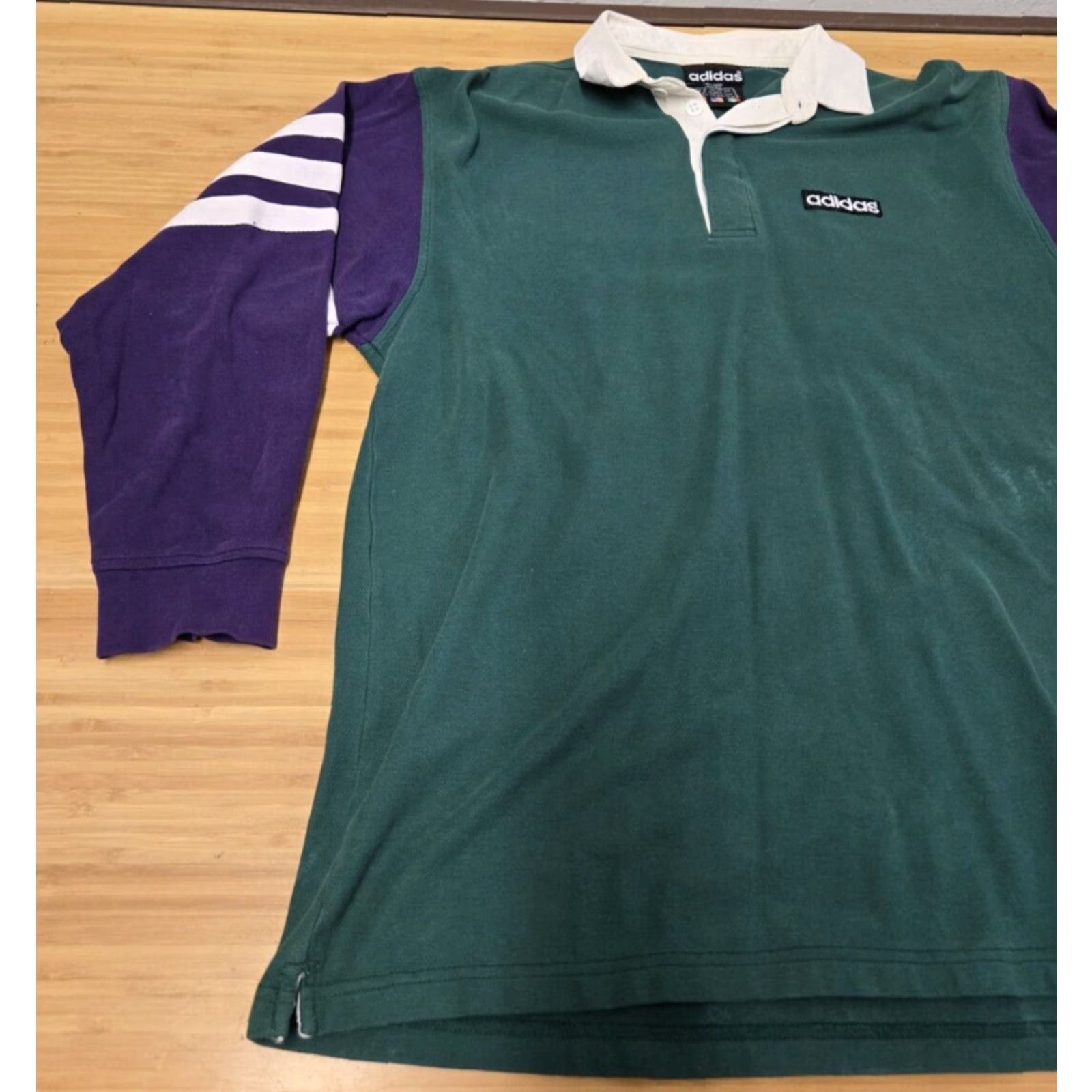 Adidas VINTAGE Adidas Polo Shirt Rugby 90s Men's L Green Size US L / EU 52-54 / 3 - 3 Thumbnail