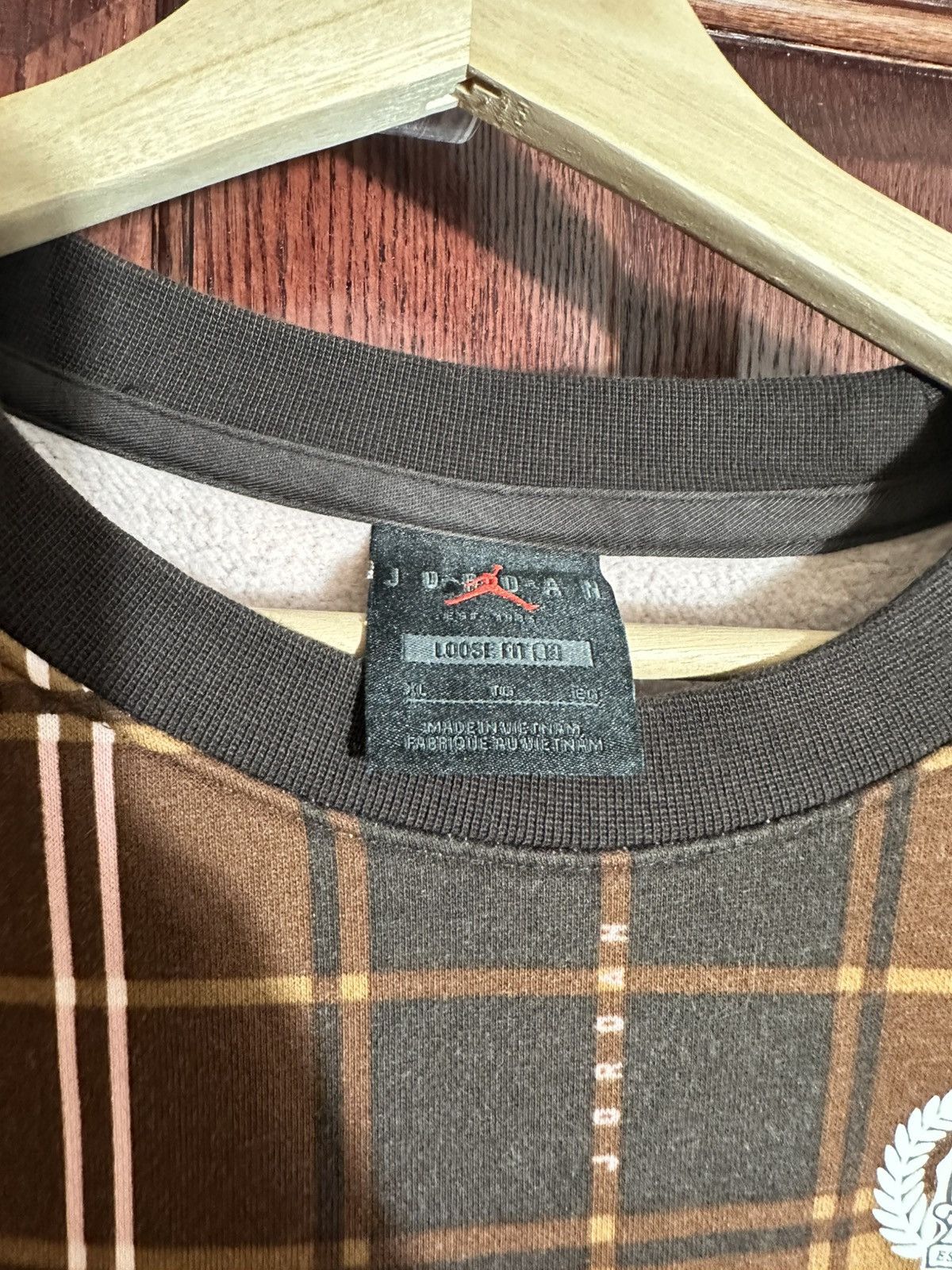 Jordan Brand Nike Jordan Brooklyn Fleece Plaid Sweatshirt Archaeo Brown Size XL / US 12-14 / IT 48-50 - 3 Thumbnail